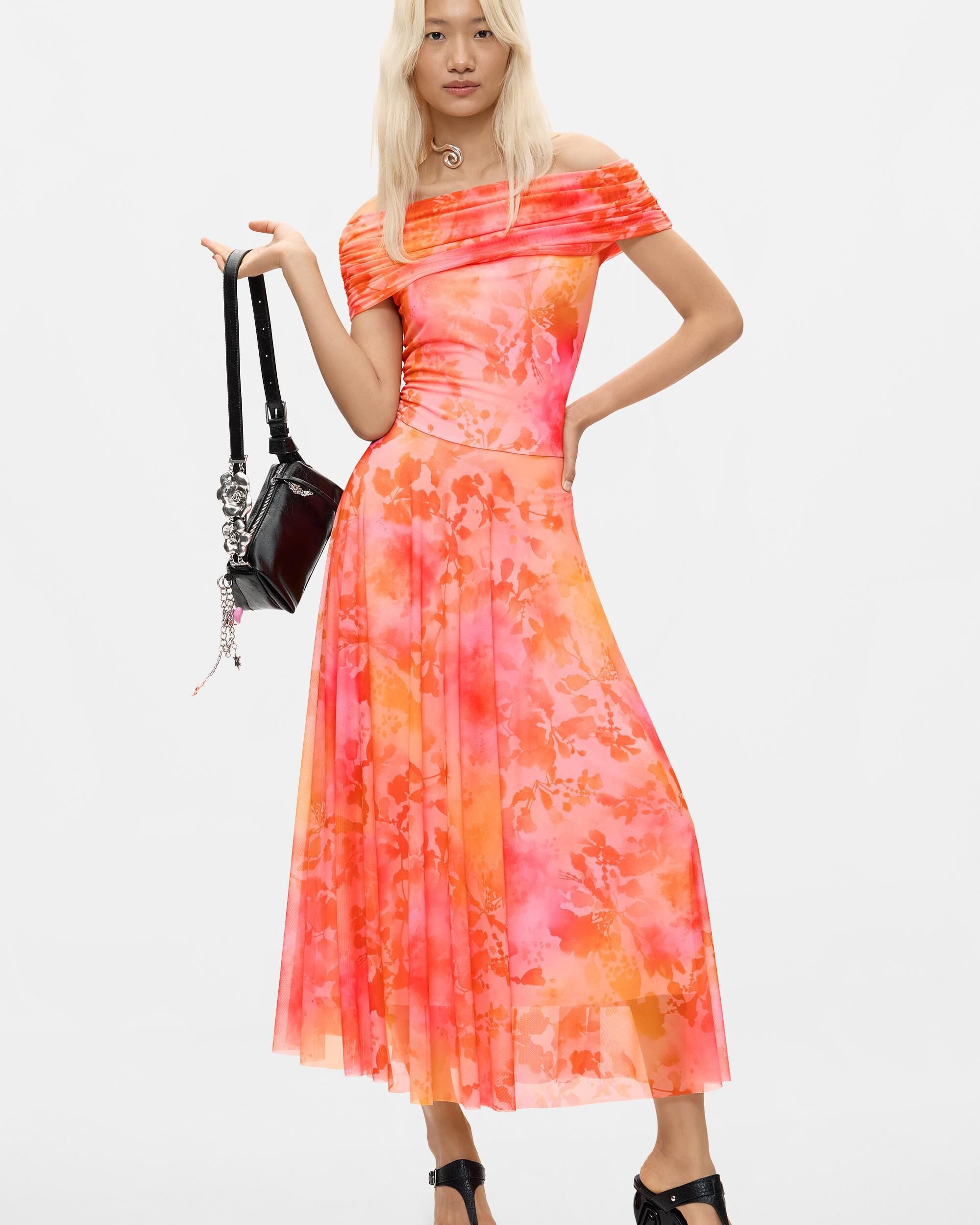 Vestido largo mesh - Desigual - Rojo Rojo-1
