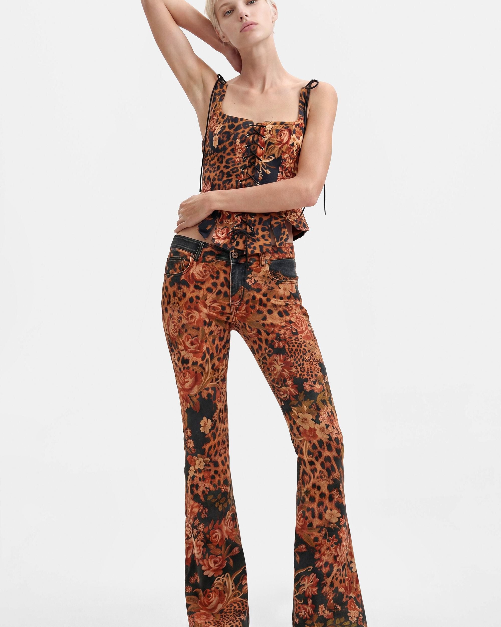 Pantalón de mujer vaquero flare estampado - Desigual - Azul Azul-1