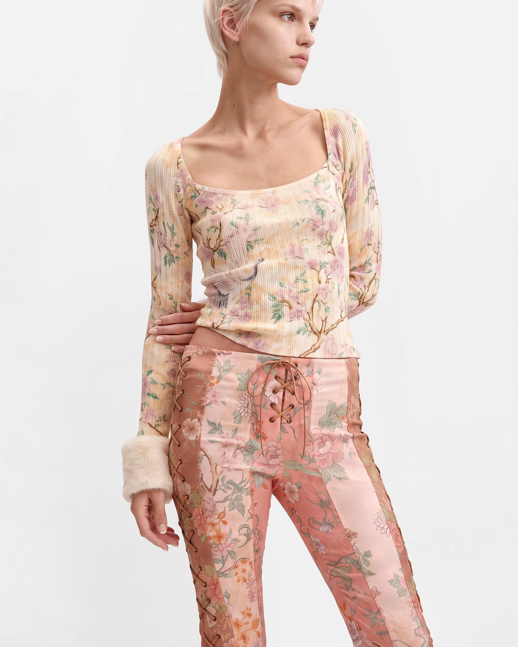 Pantalón de mujer flare estampado - Desigual - Blanco Blanco-3