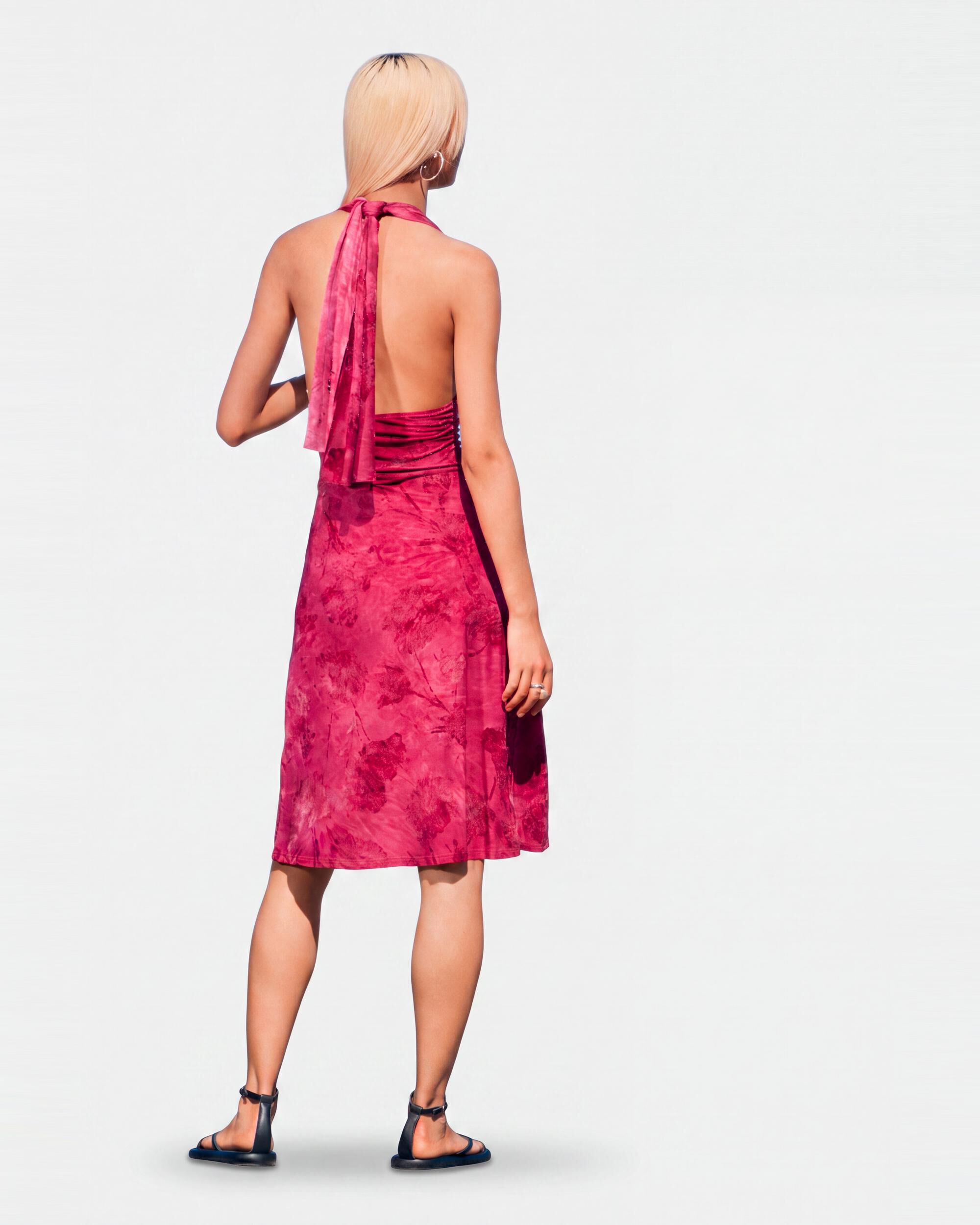 Vestido halter flocado - Desigual - Rojo Rojo-2