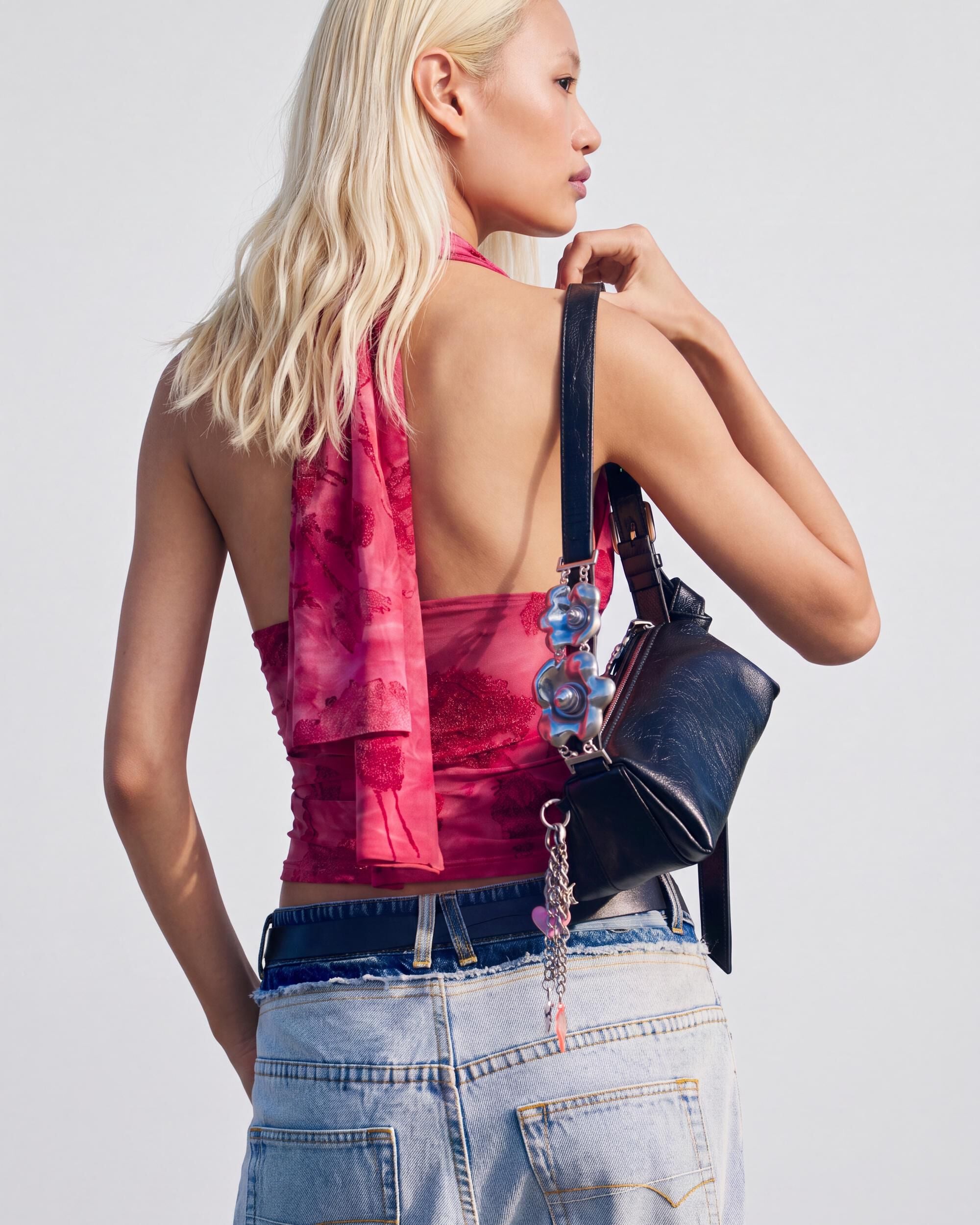 Camiseta de mujer halter flocada - Desigual - Rojo Rojo-1