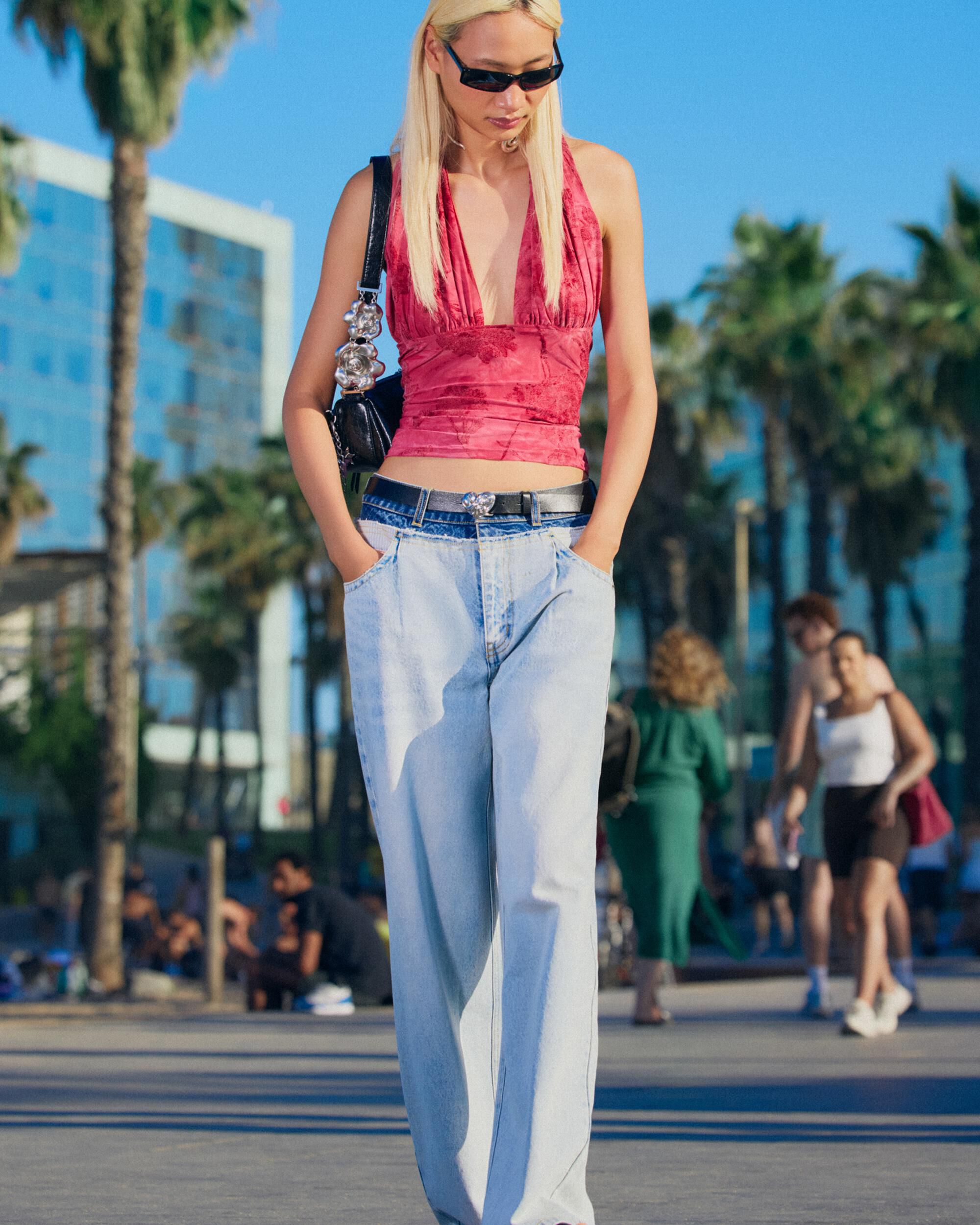 Camiseta de mujer halter flocada - Desigual - Rojo Rojo-2