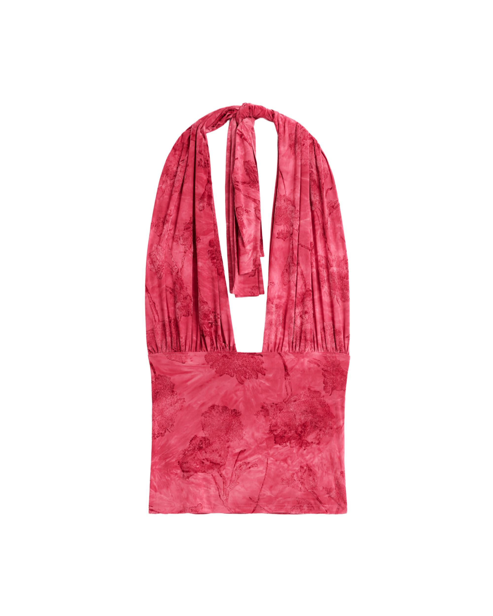Camiseta de mujer halter flocada - Desigual - Rojo Rojo-3