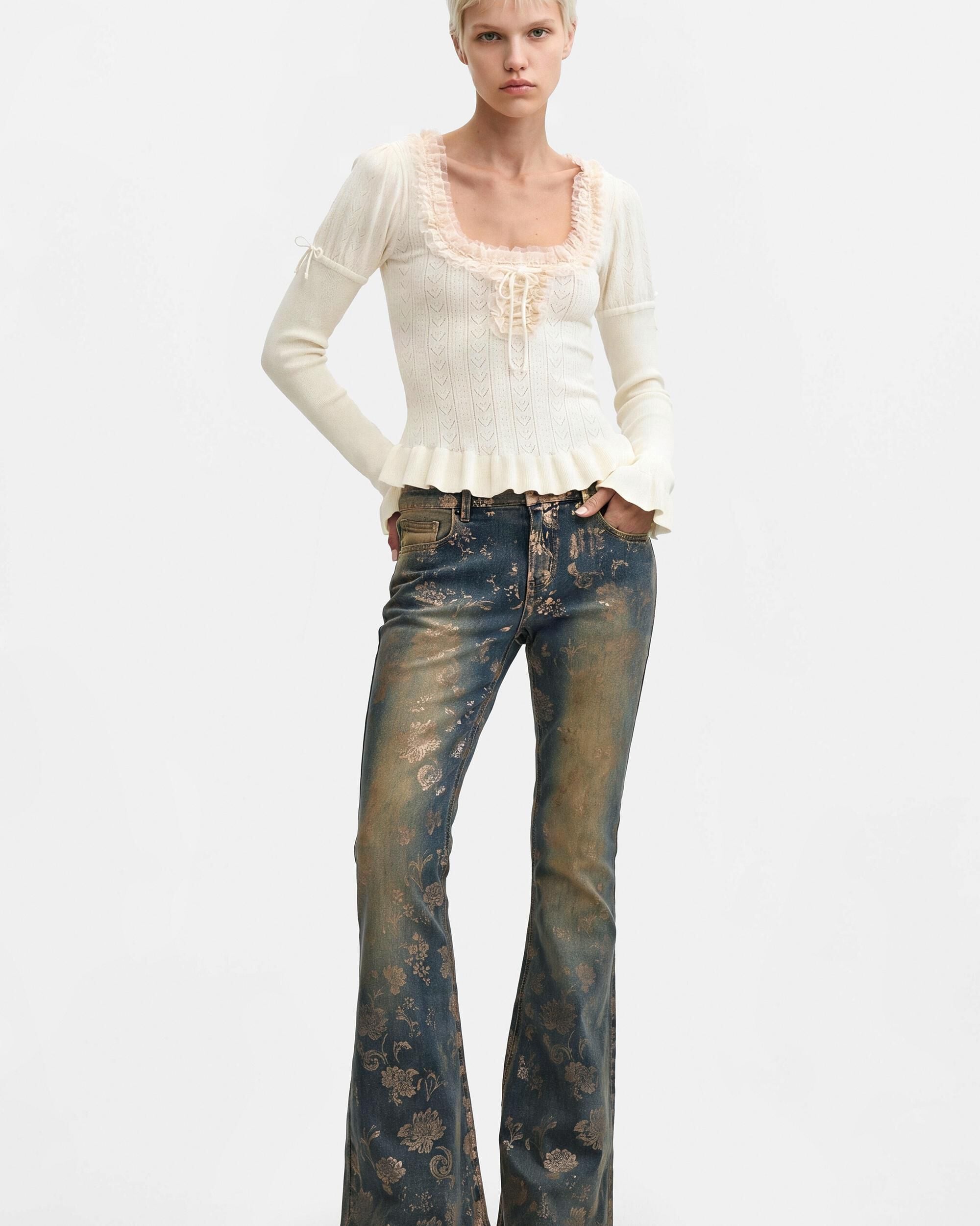Pantalón de mujer vaquero flare estampado - Desigual - Azul Azul-1