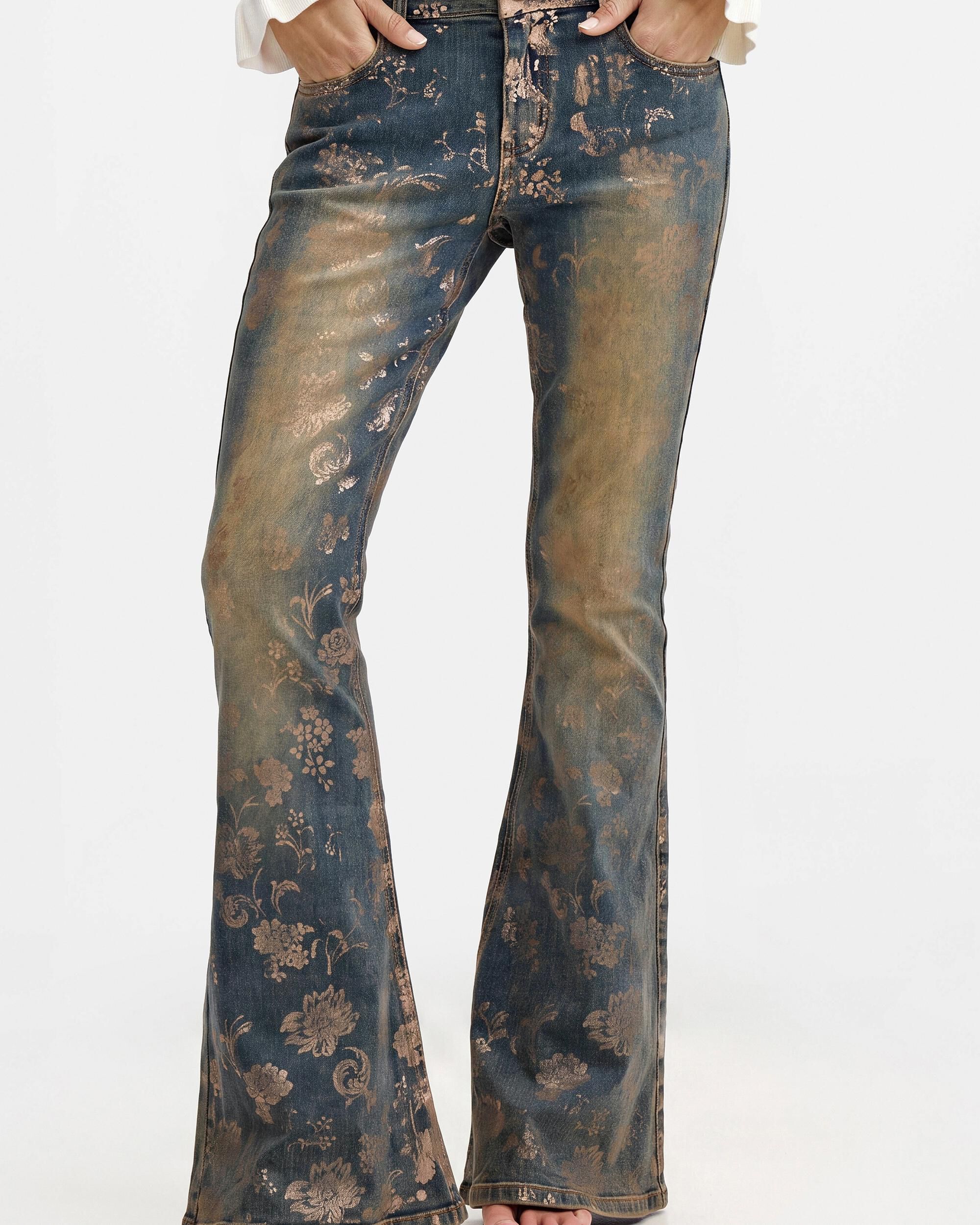 Pantalón de mujer vaquero flare estampado - Desigual - Azul Azul-4