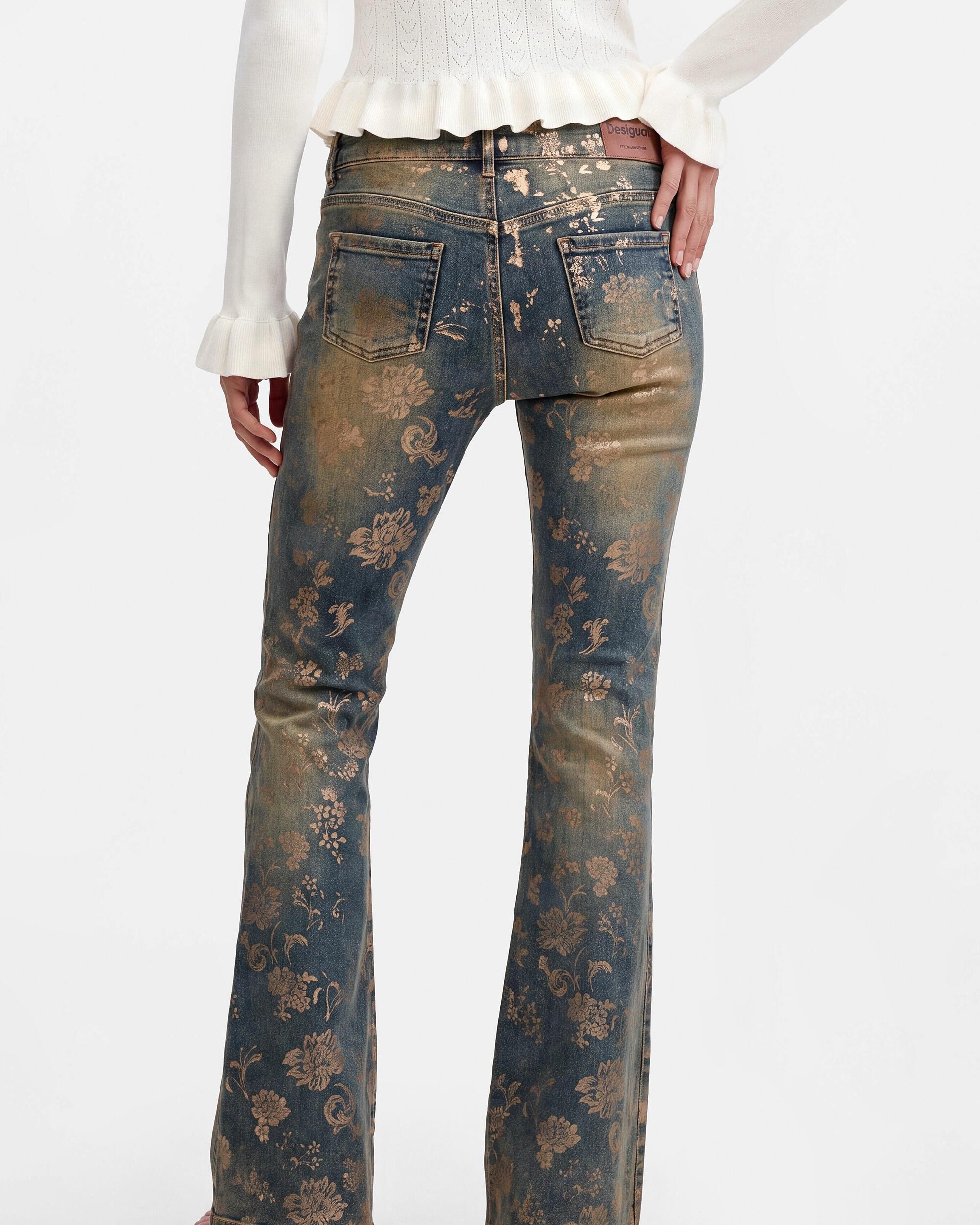 Pantalón de mujer vaquero flare estampado - Desigual - Azul Azul-2