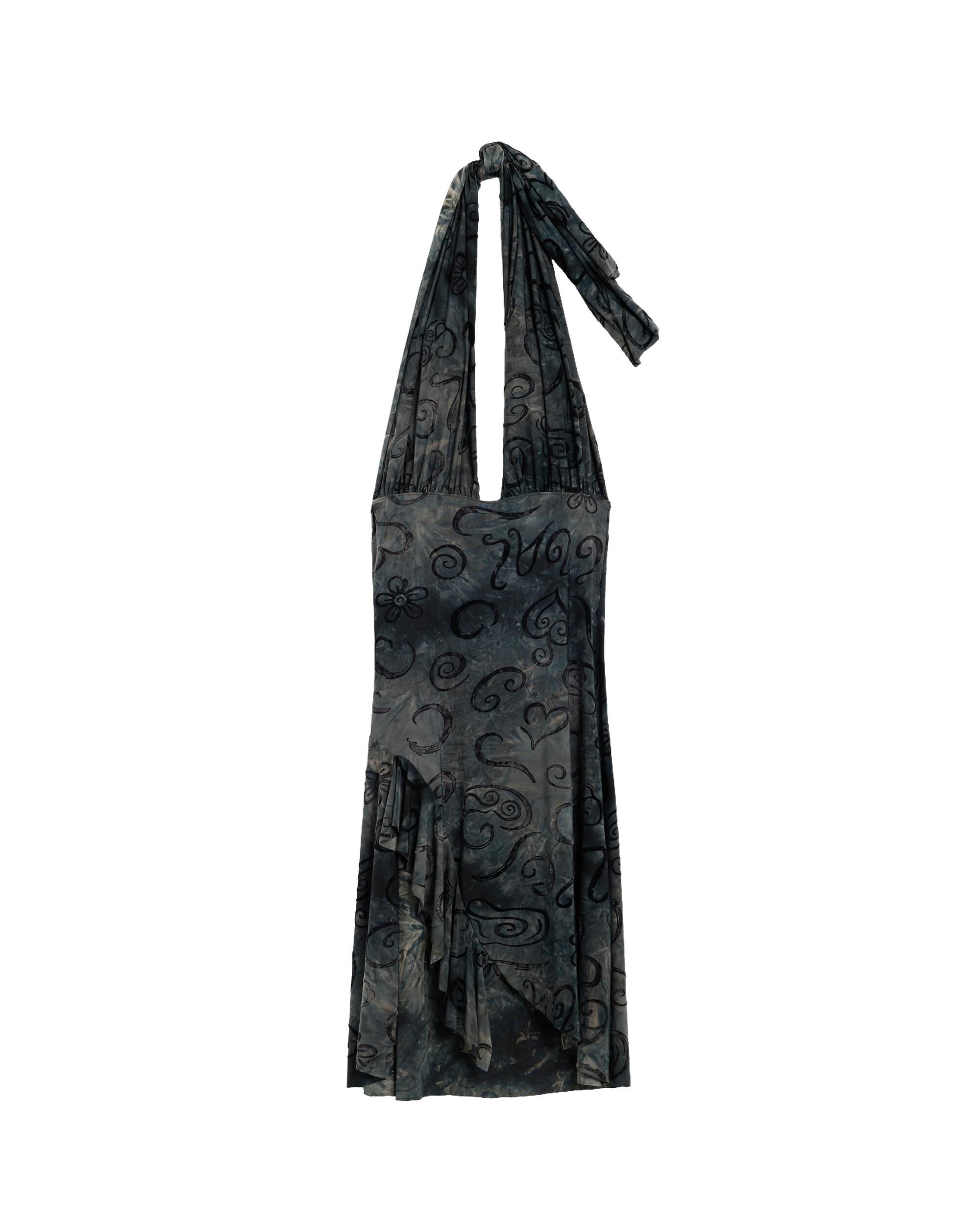 Vestido halter flocado - Desigual - Negro Negro-5