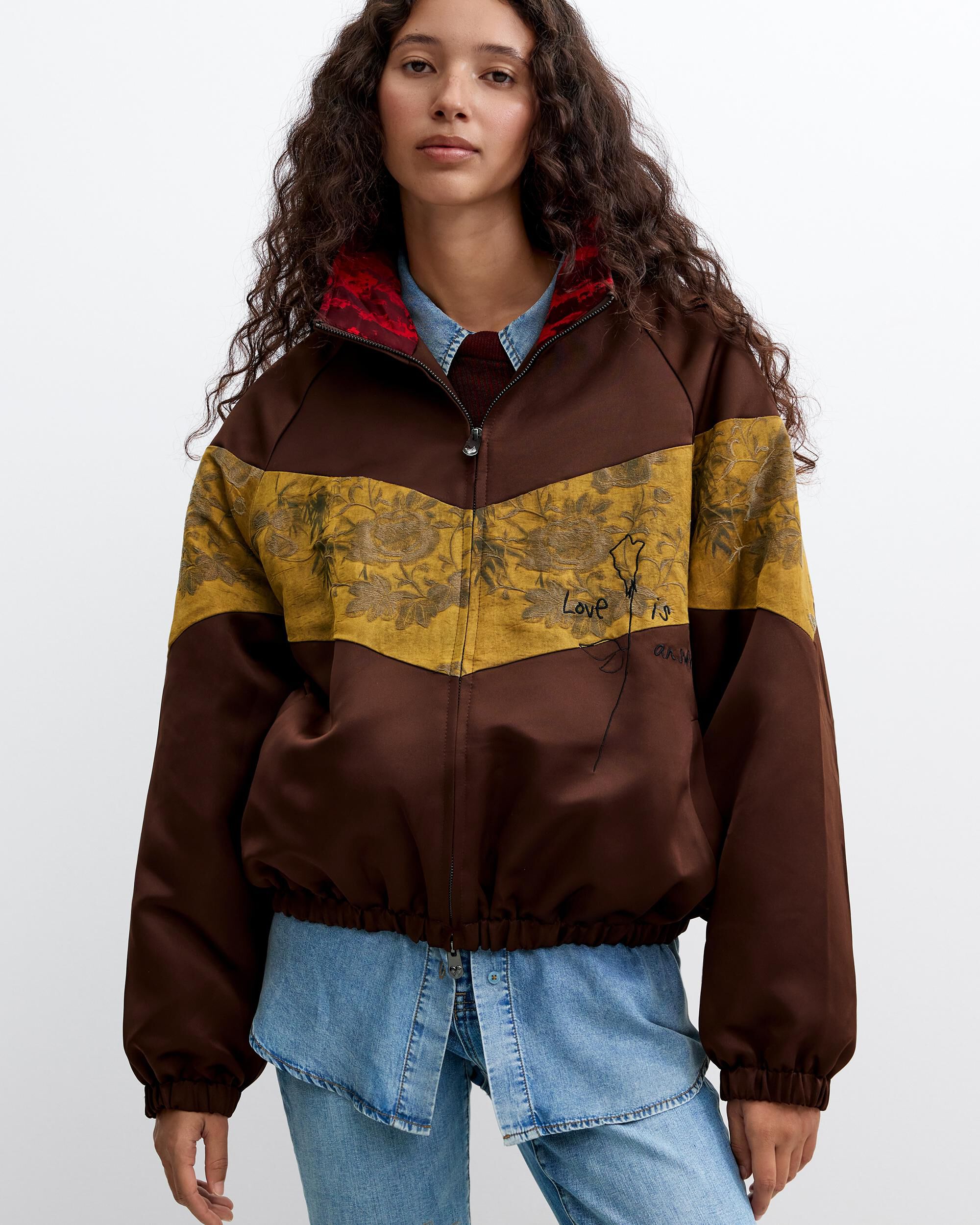 Chaqueta de mujer oversize estampado - Desigual - Marrón Marrón-2