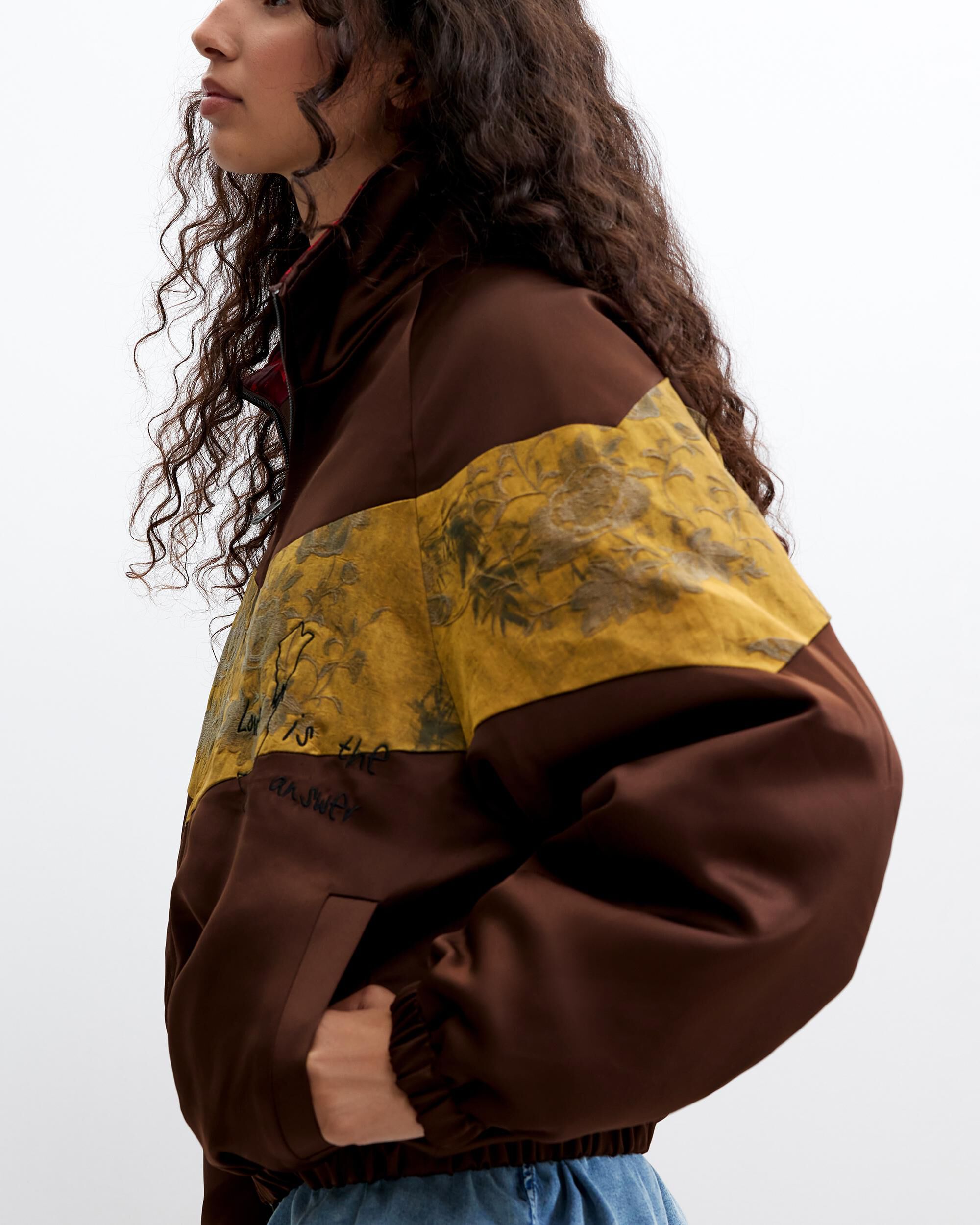 Chaqueta de mujer oversize estampado - Desigual - Marrón Marrón-4