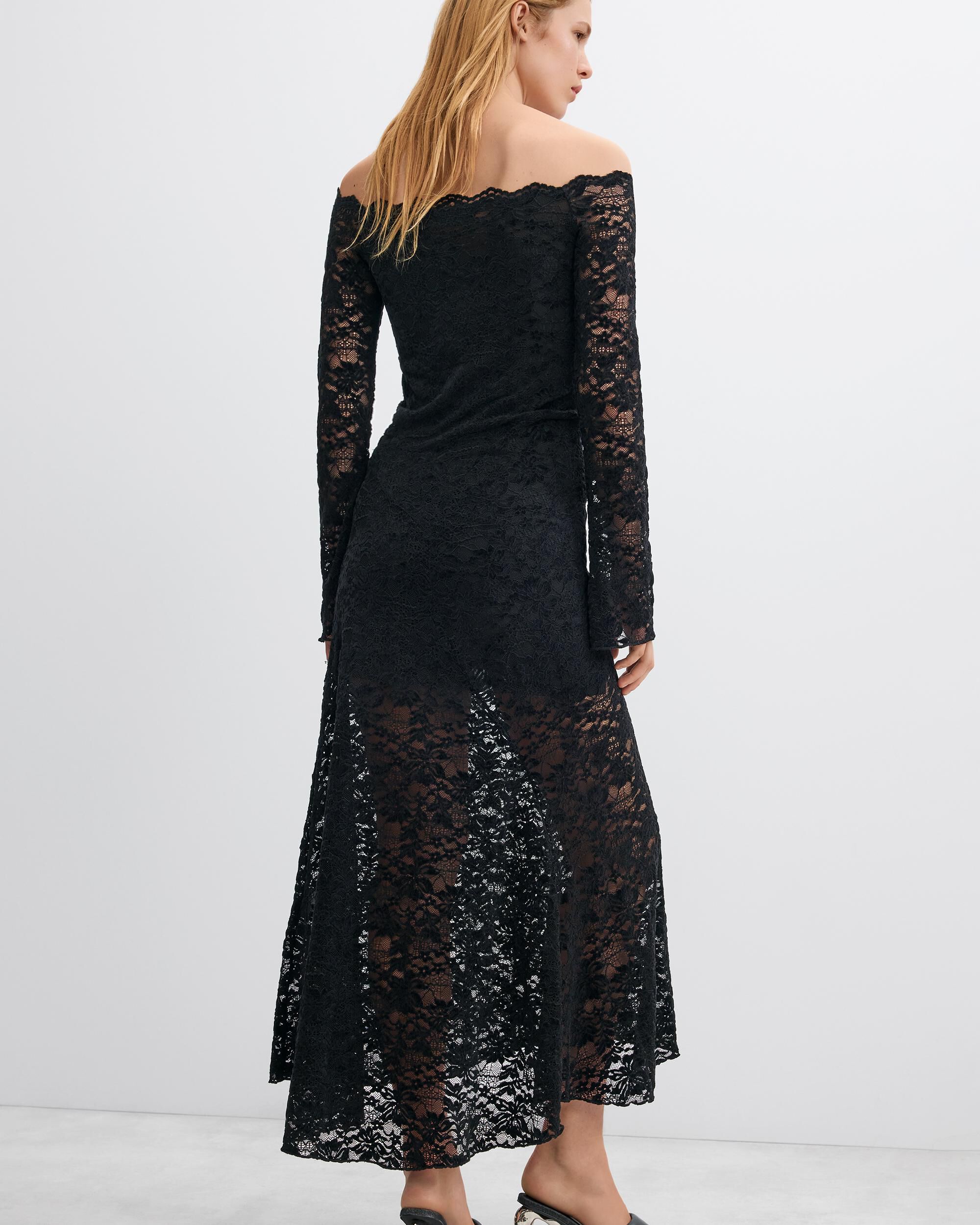 Vestido midi evasé - Desigual - Negro Negro-3