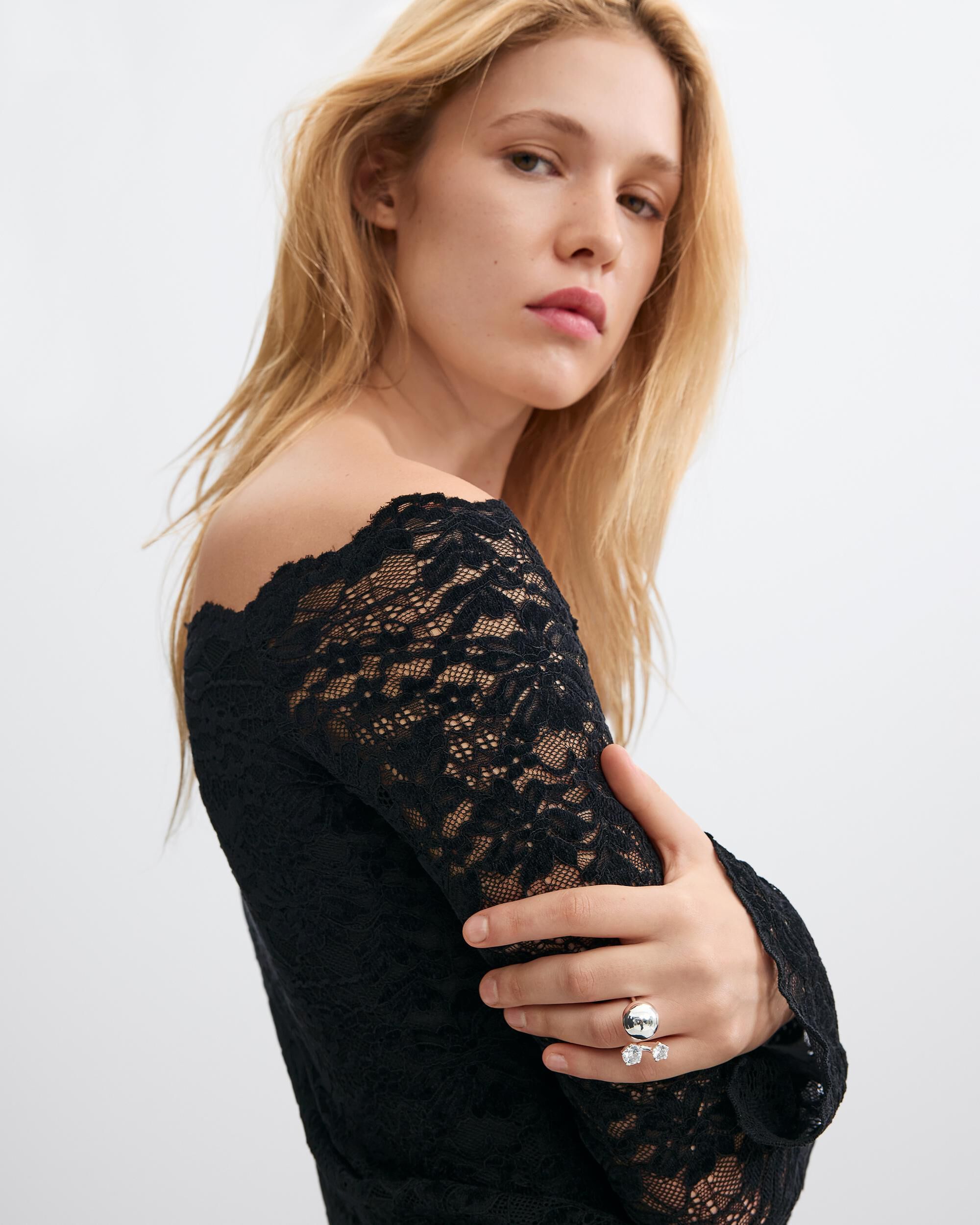 Vestido midi evasé - Desigual - Negro Negro-4