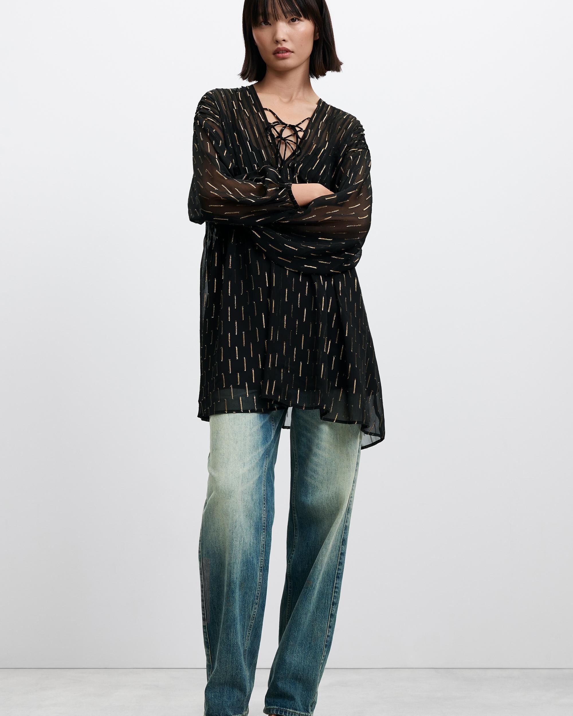 Imagen 1 de Vestido estampado corto Negro
