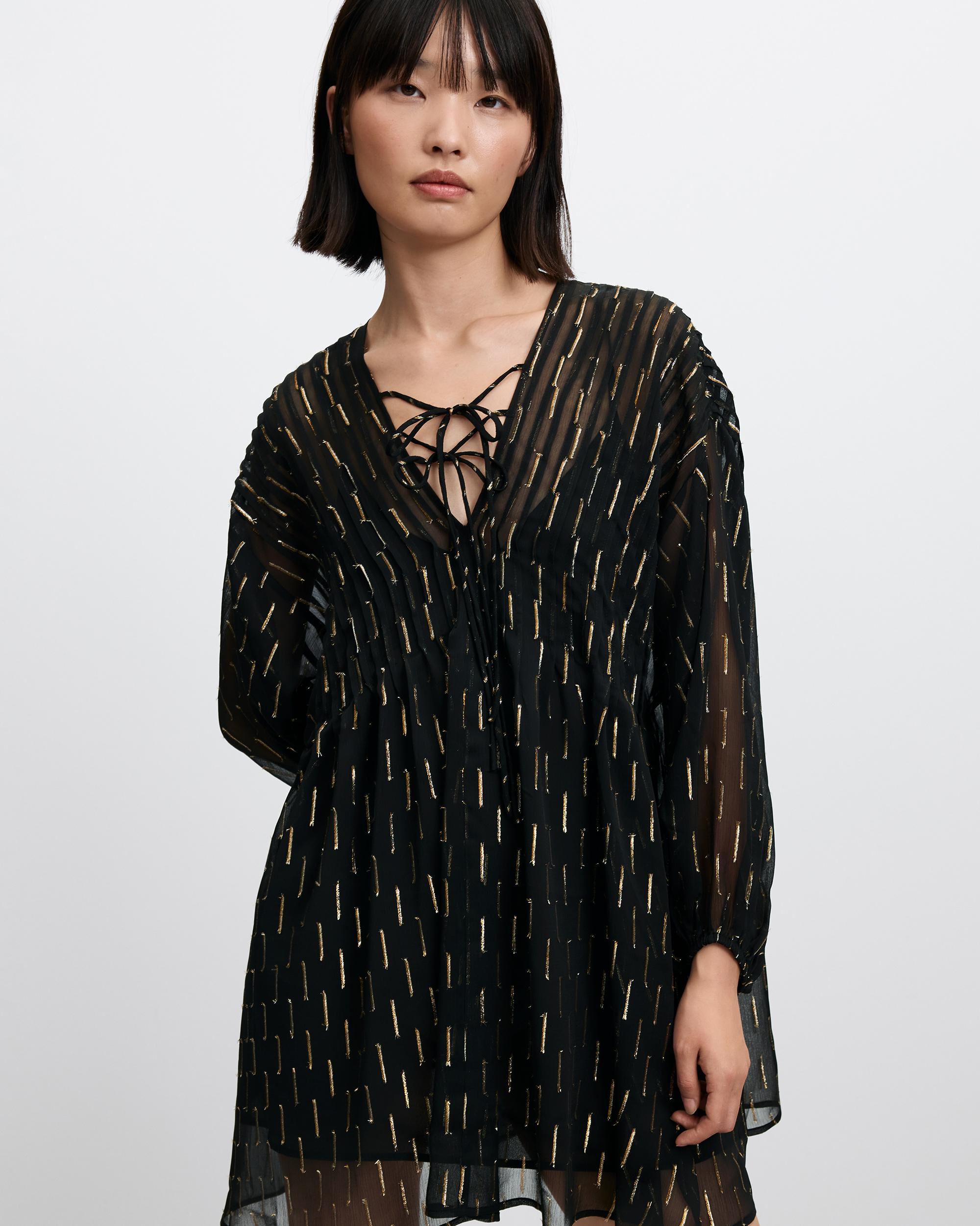 Imagen 4 de Vestido estampado corto - Desigual - Negro Negro