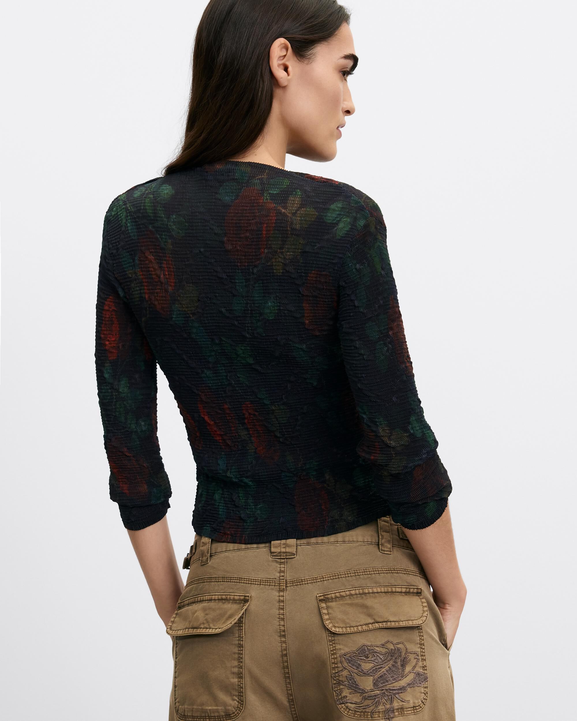 Imagen 3 de Blusa de mujer rosas negra - Desigual - Negro Negro