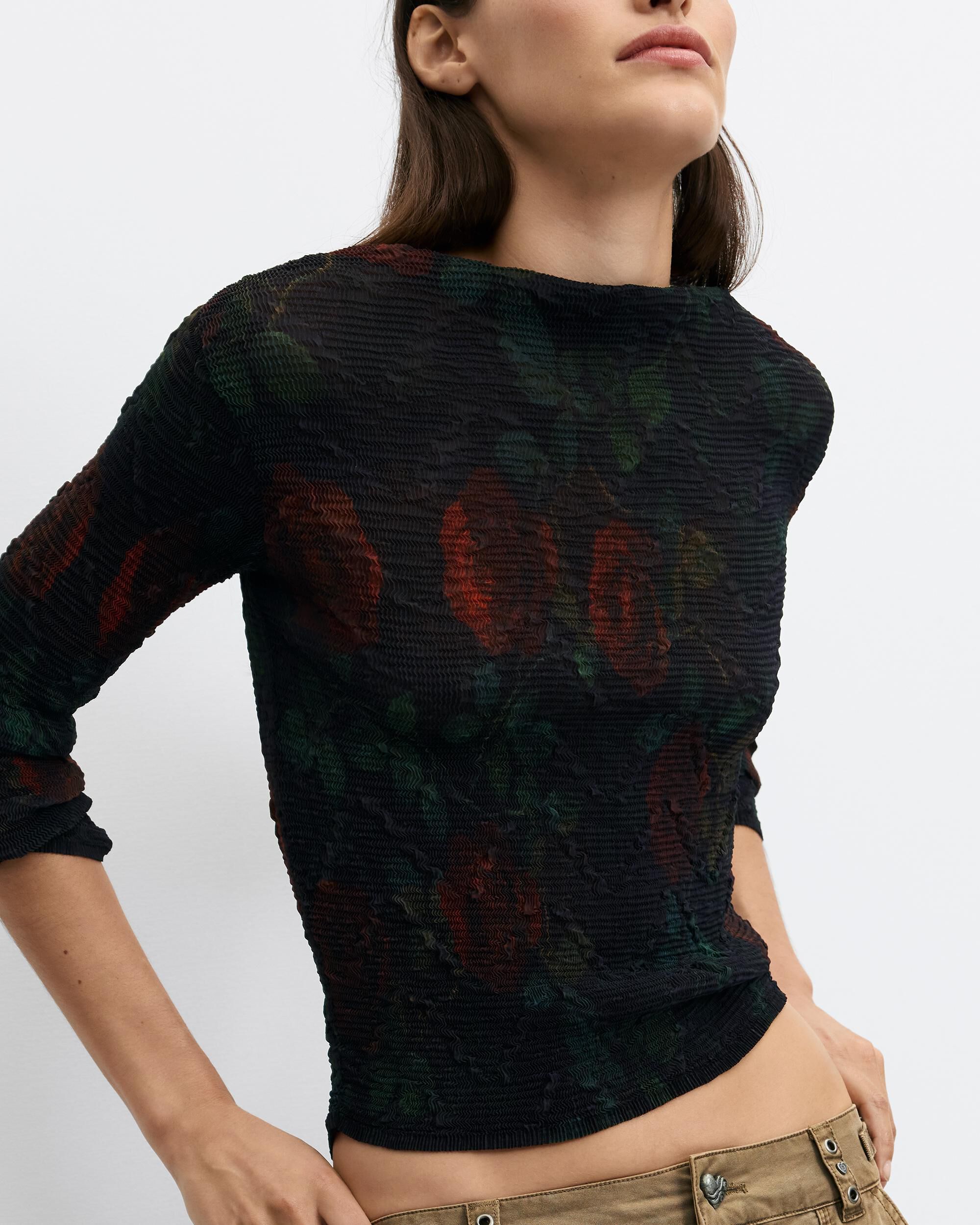 Imagen 4 de Blusa de mujer rosas negra - Desigual - Negro Negro