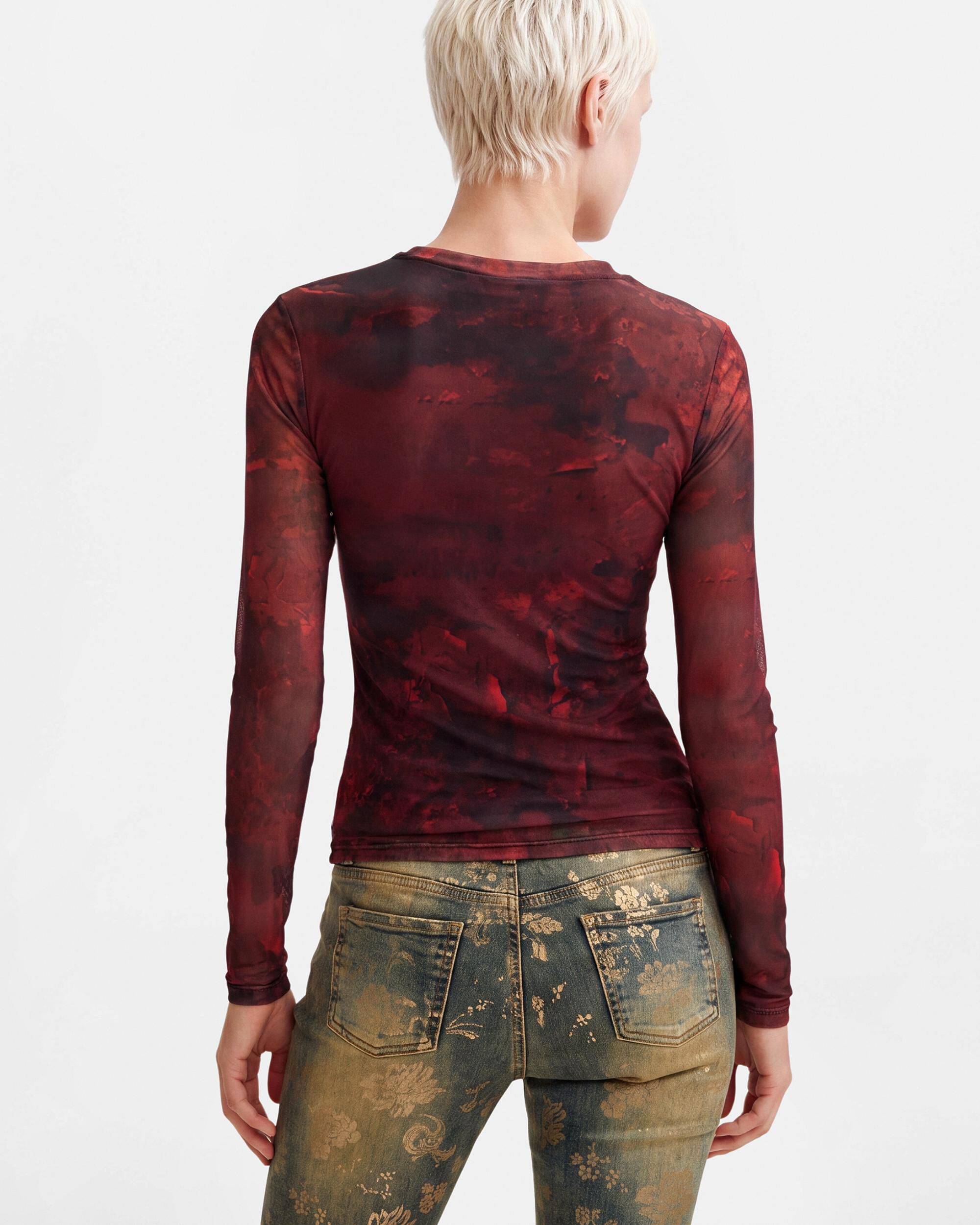 Camiseta de mujer manga larga estampada - Desigual - Rojo Rojo-3