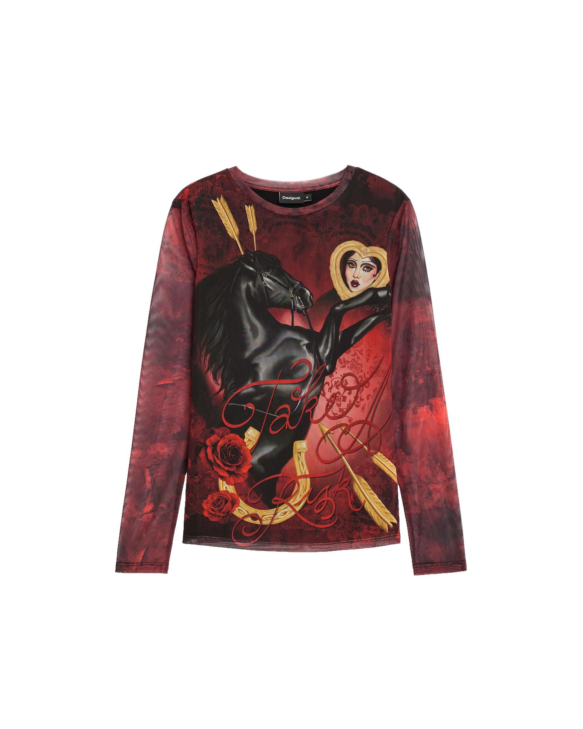 Camiseta de mujer manga larga estampada - Desigual - Rojo Rojo-5
