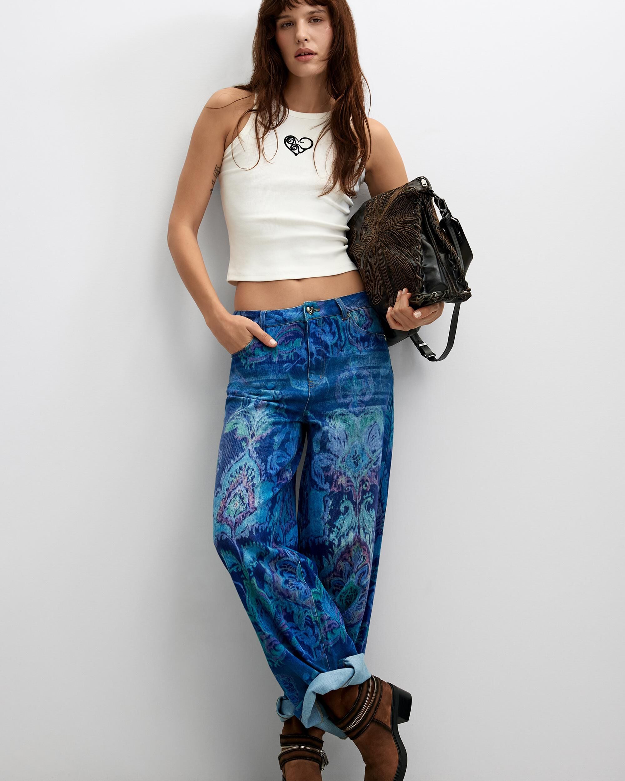 Imagen 0 de Pantalón de mujer vaquero wide leg Azul