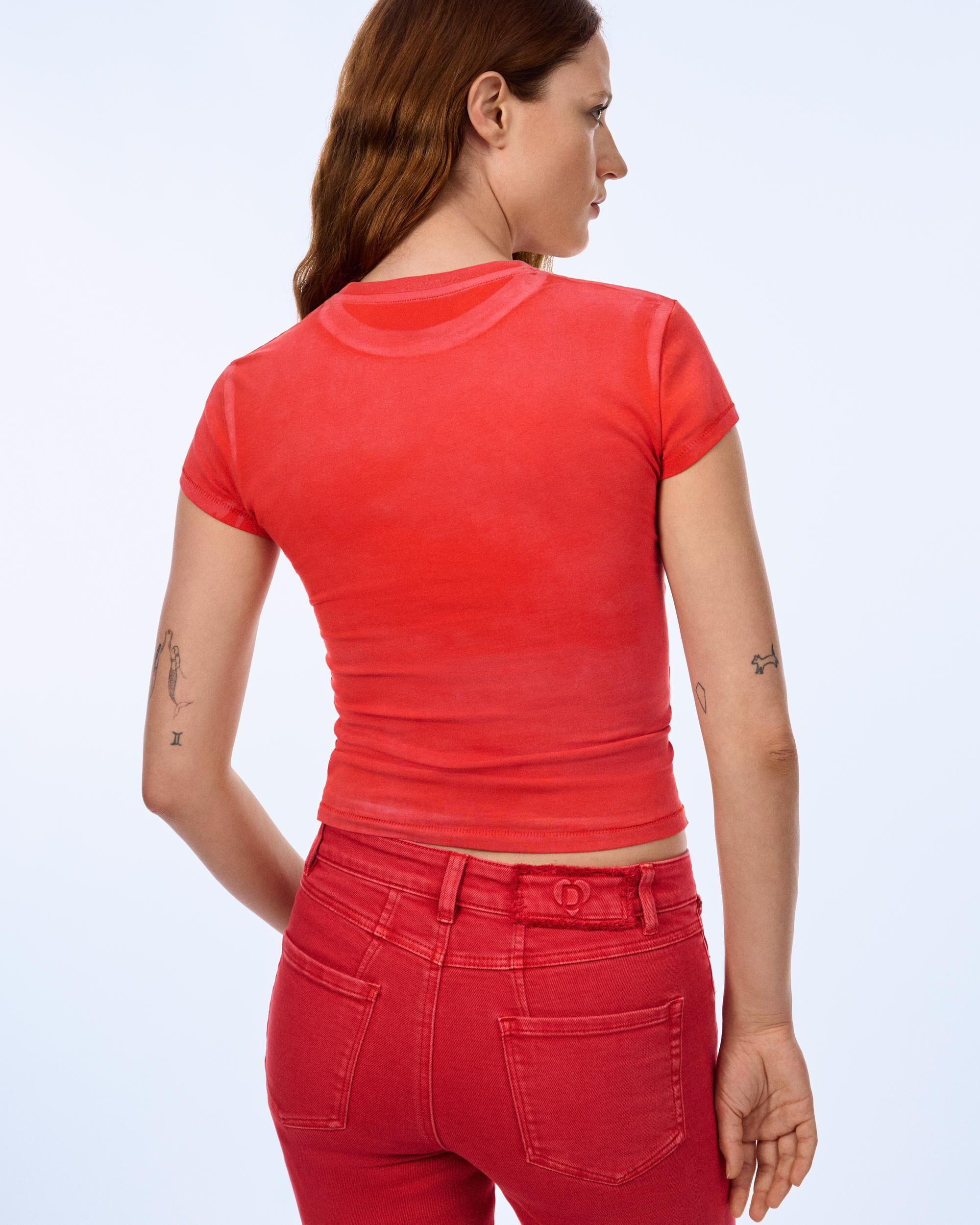 Camiseta de mujer slim brillo - Desigual - Rojo Rojo-3