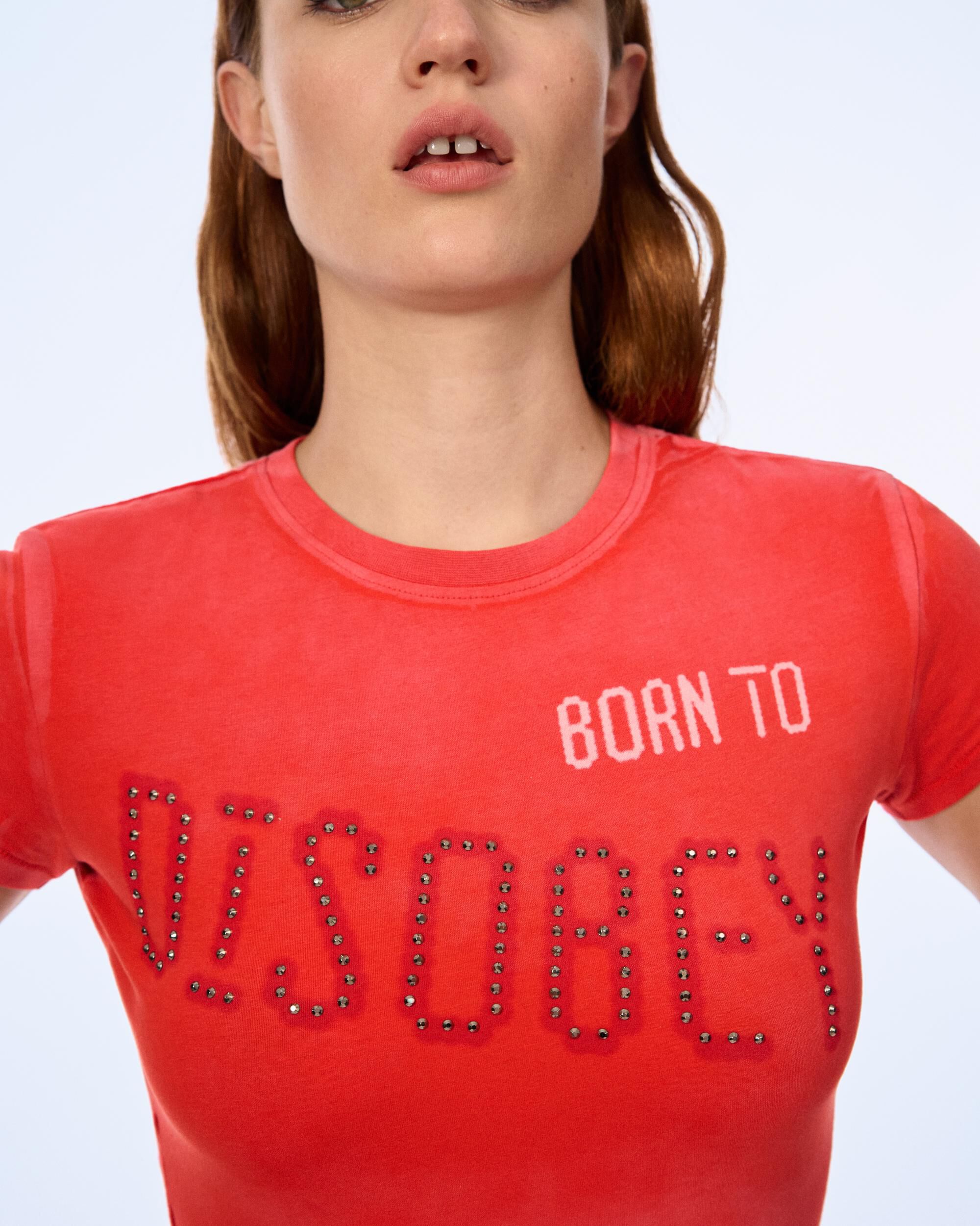 Camiseta de mujer slim brillo - Desigual - Rojo Rojo-4