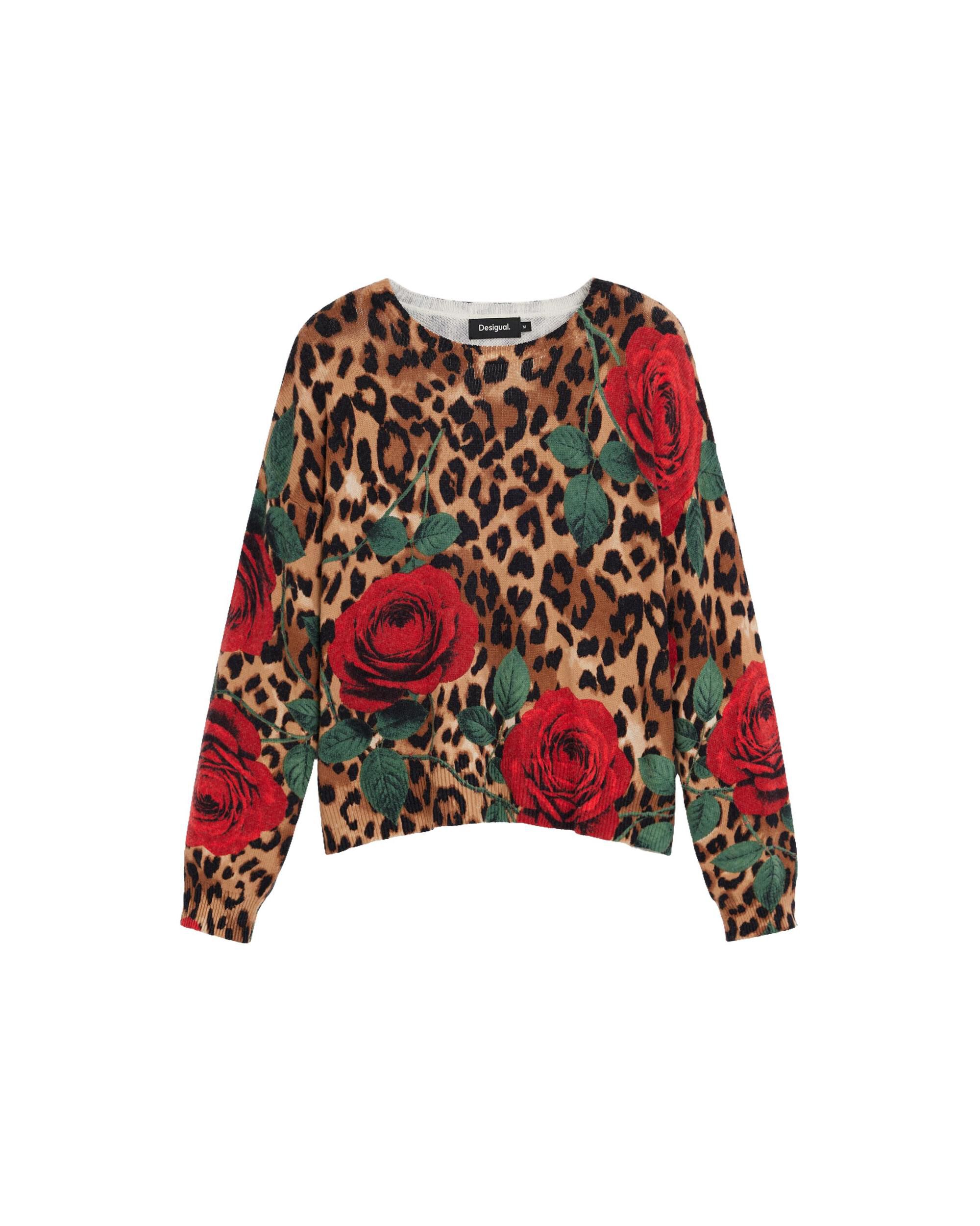 Jersey de mujer rosas punto grueso - Desigual - Marrón Marrón-5
