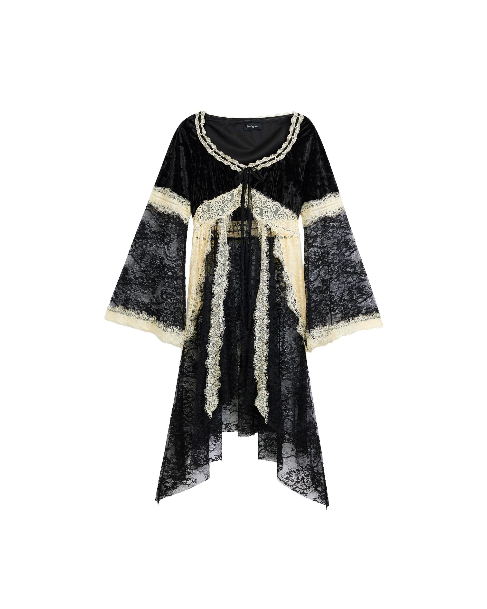 Imagen 5 de Camiseta de mujer encaje pico - Desigual - Negro Negro