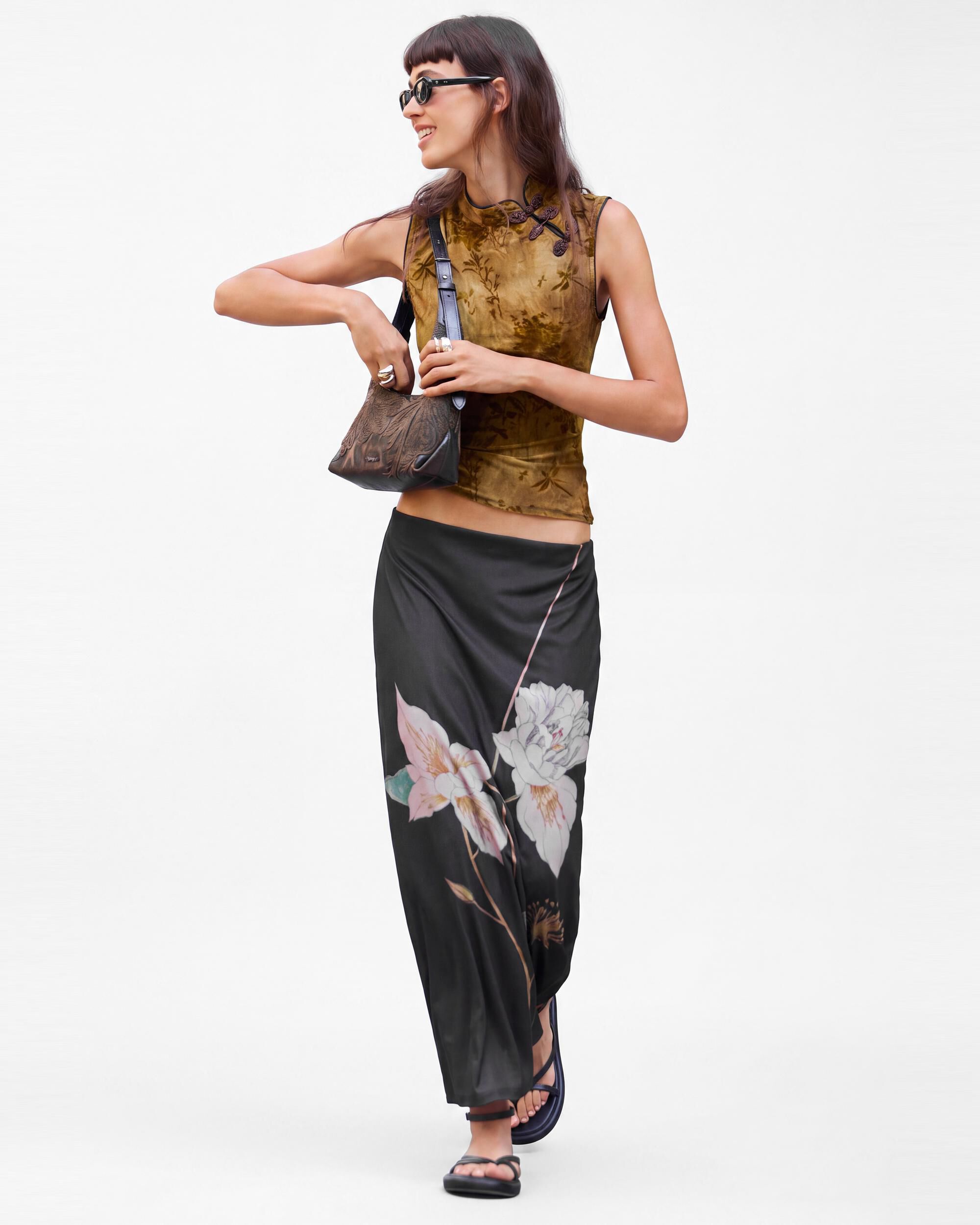 Top de mujer estampado flocado - Desigual - Marrón Marrón-2