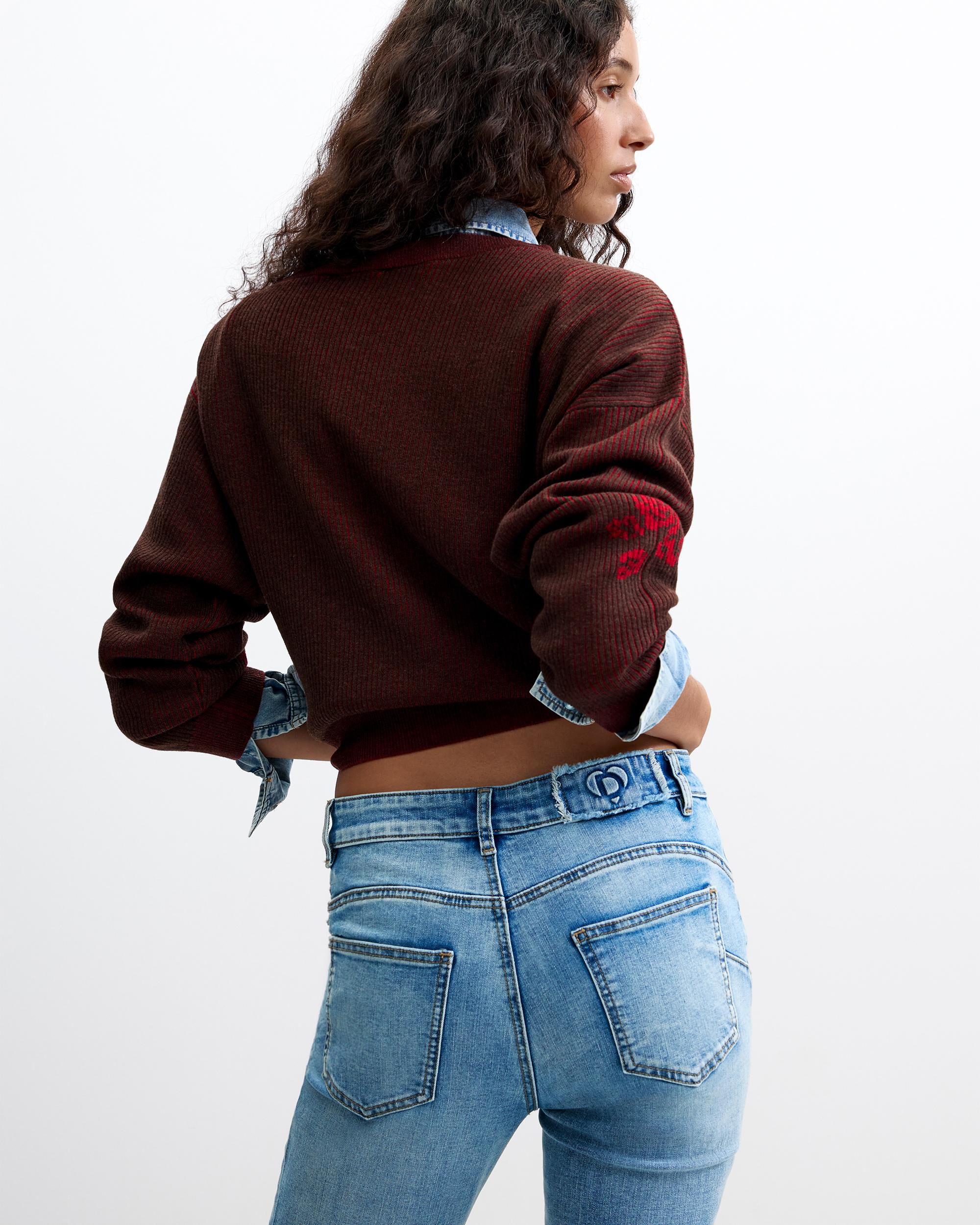 Jersey de mujer punto fino flores - Desigual - Rojo Rojo-3