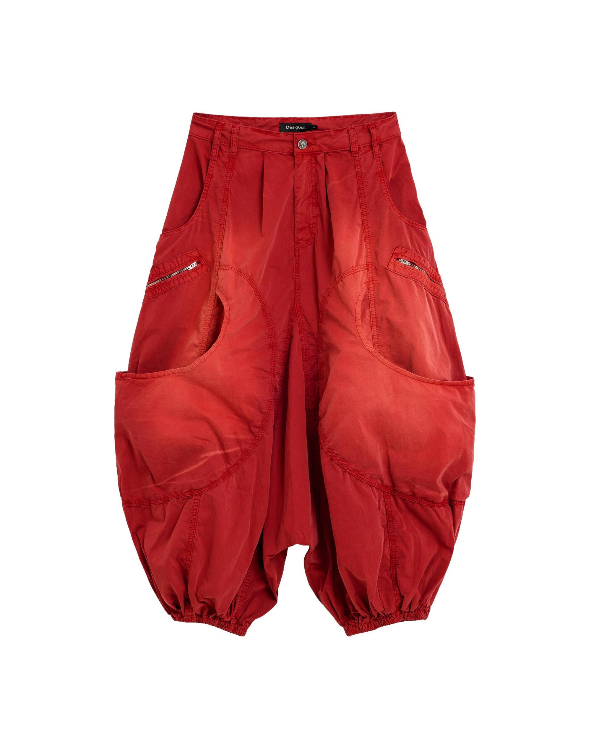 Pantalón de mujer baggy algodón - Desigual - Rojo Rojo-5