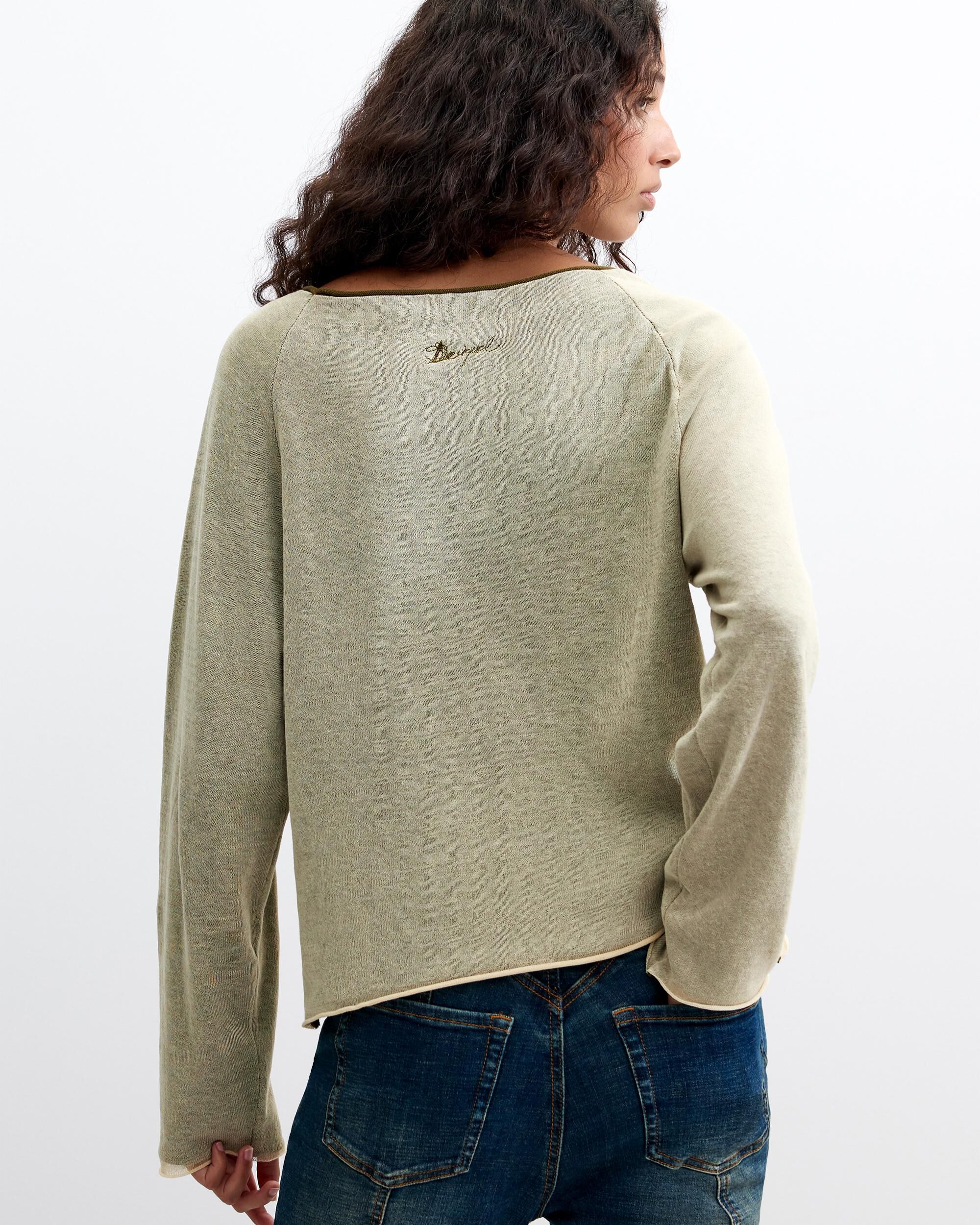 Jersey de mujer flores punto fino - Desigual - Verde Verde-3