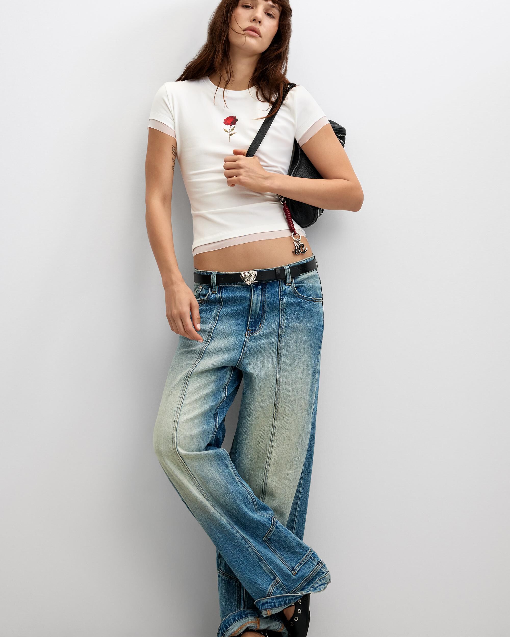 Camiseta de mujer manga corta rosa - Desigual - Blanco Blanco-2