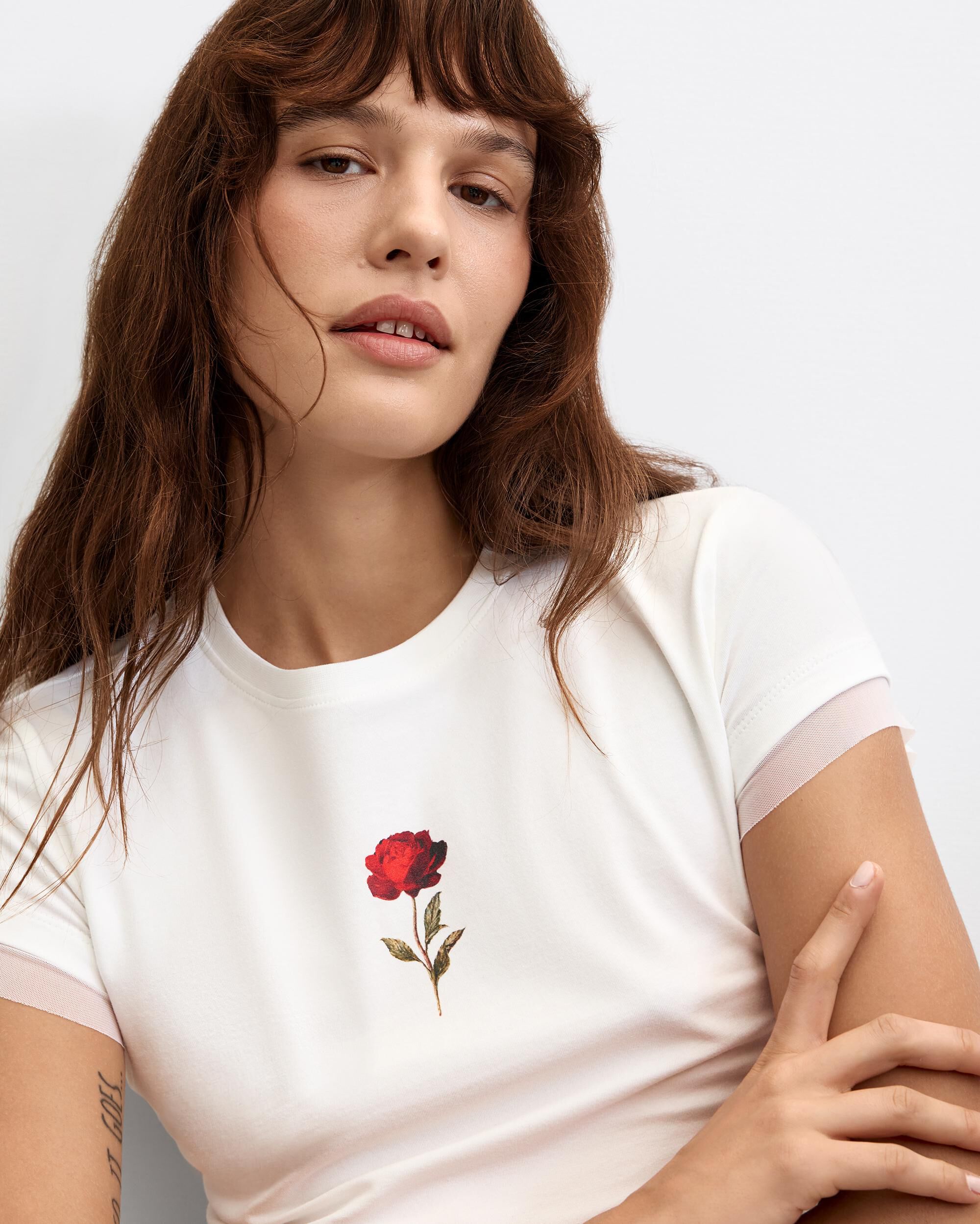 Camiseta de mujer manga corta rosa - Desigual - Blanco Blanco-4