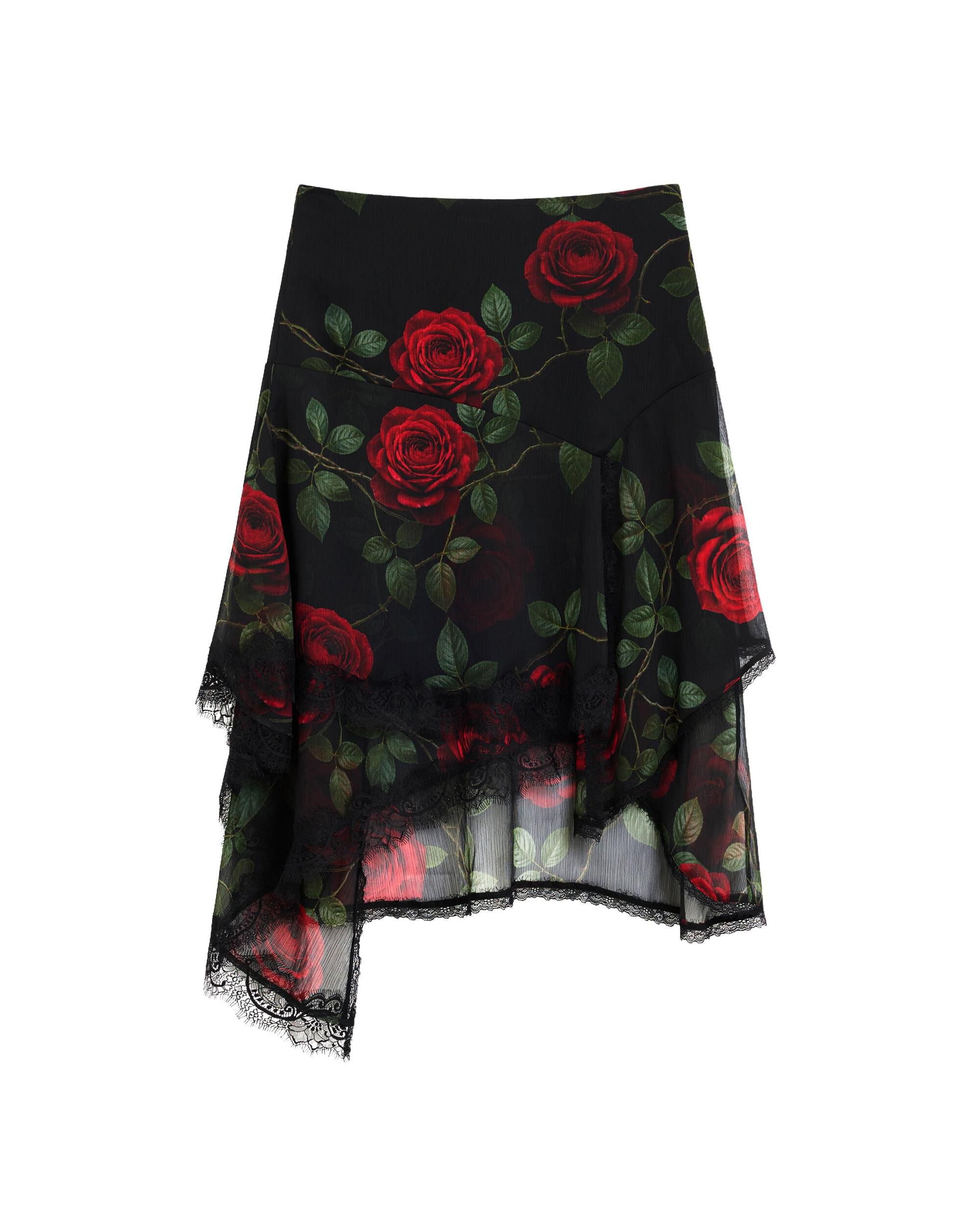 Falda mini rosas - Desigual - Negro Negro-5