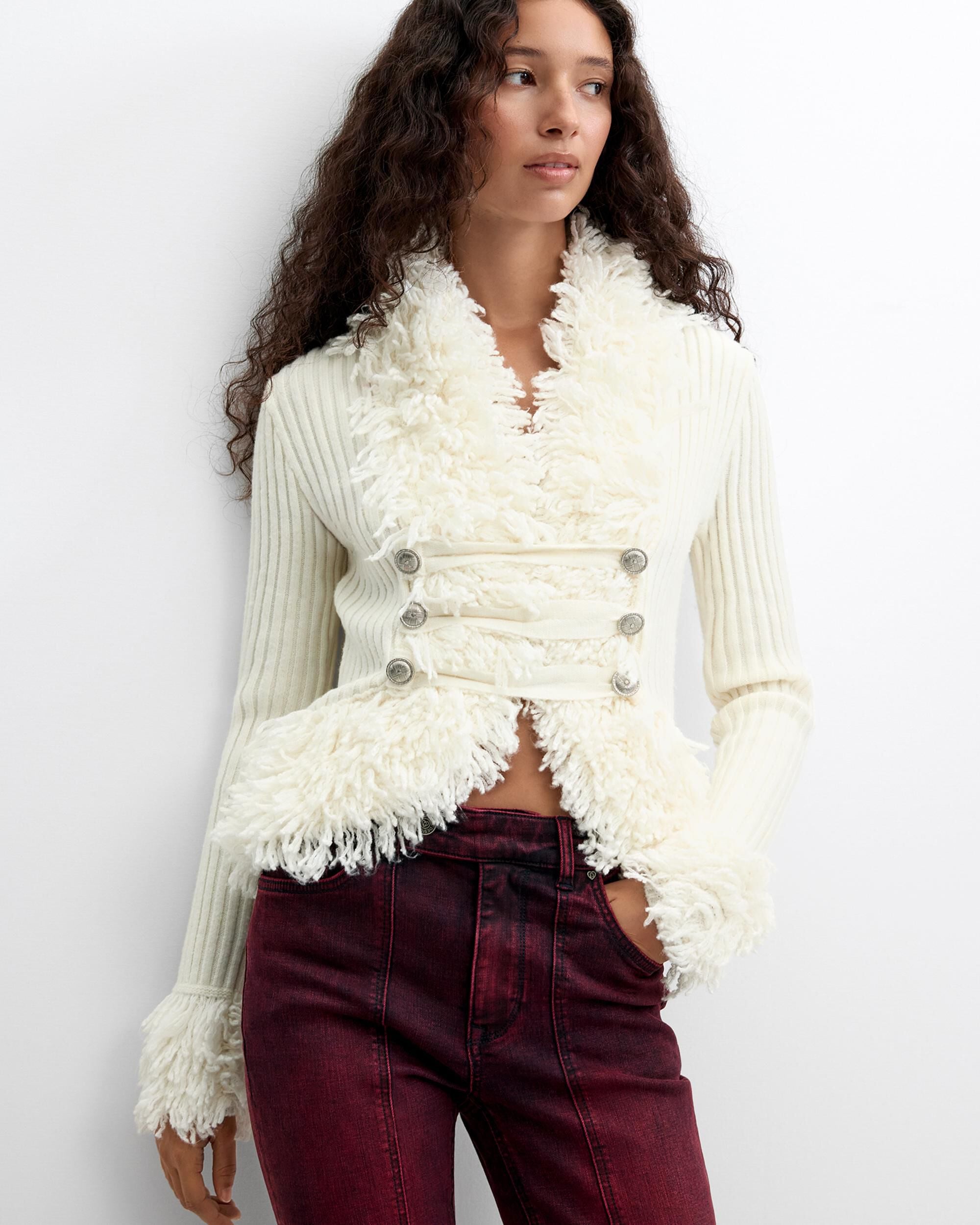 Jersey de mujer punto grueso - Desigual - Blanco Blanco-1
