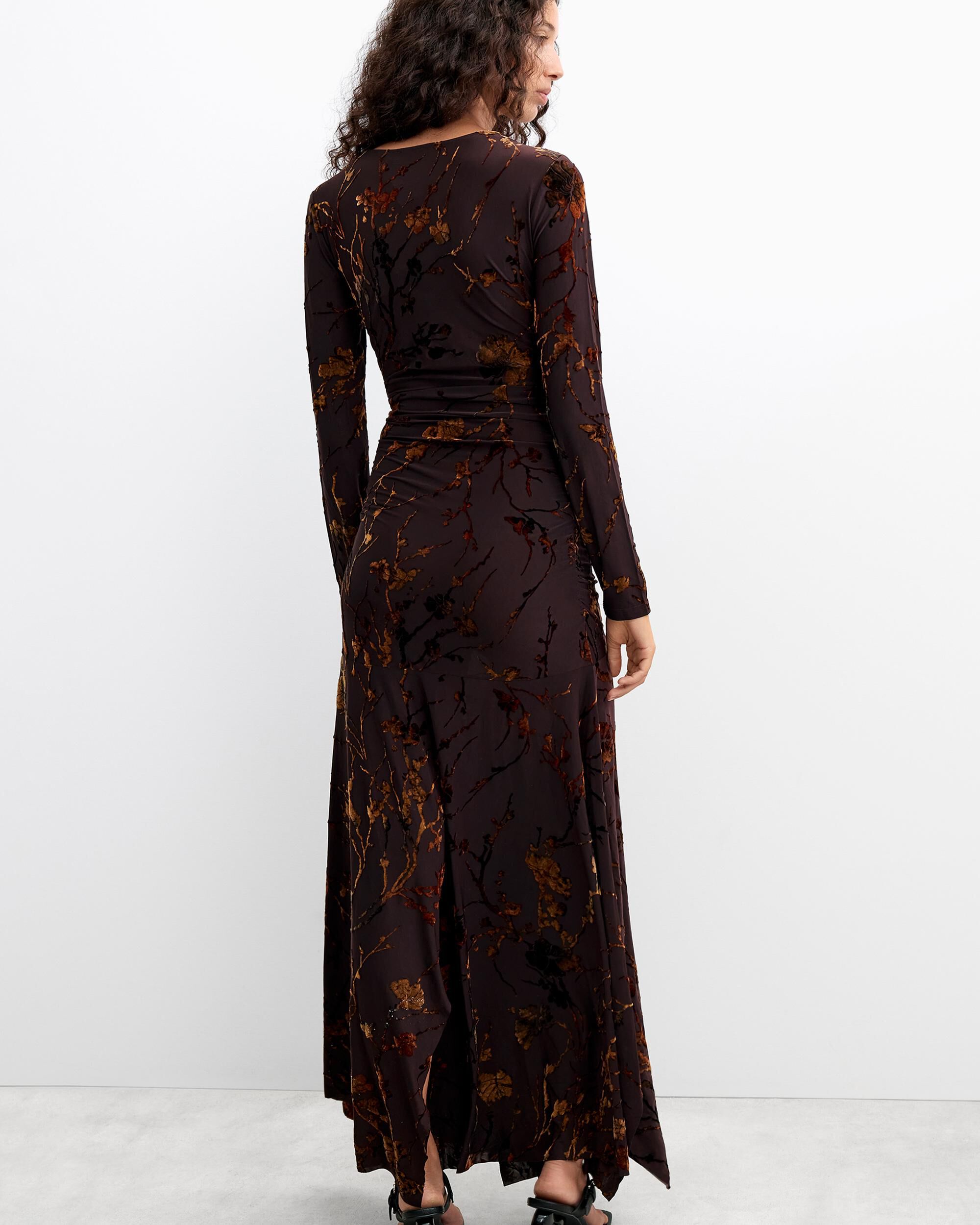 Vestido midi flocado - Desigual - Marrón Marrón-3