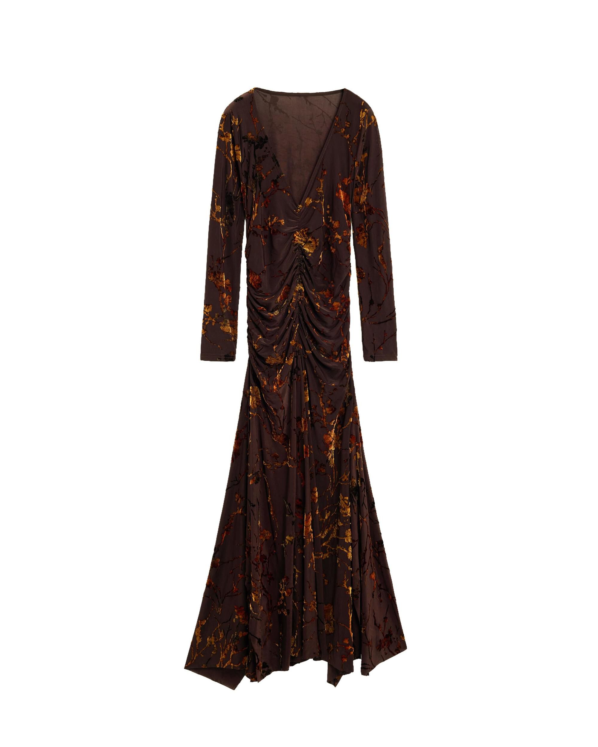Vestido midi flocado - Desigual - Marrón Marrón-5
