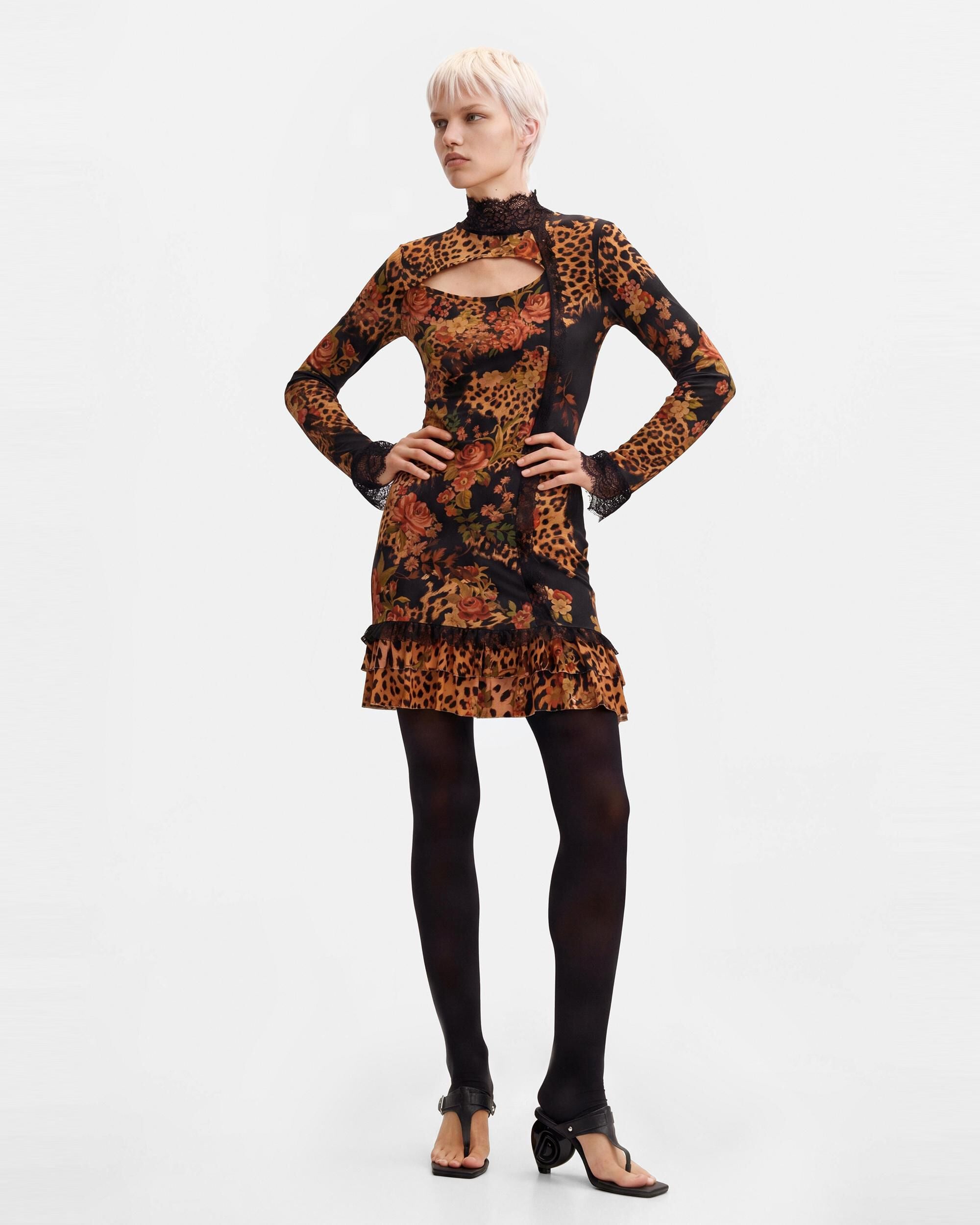 Vestido corto estampado - Desigual - Negro Negro-1