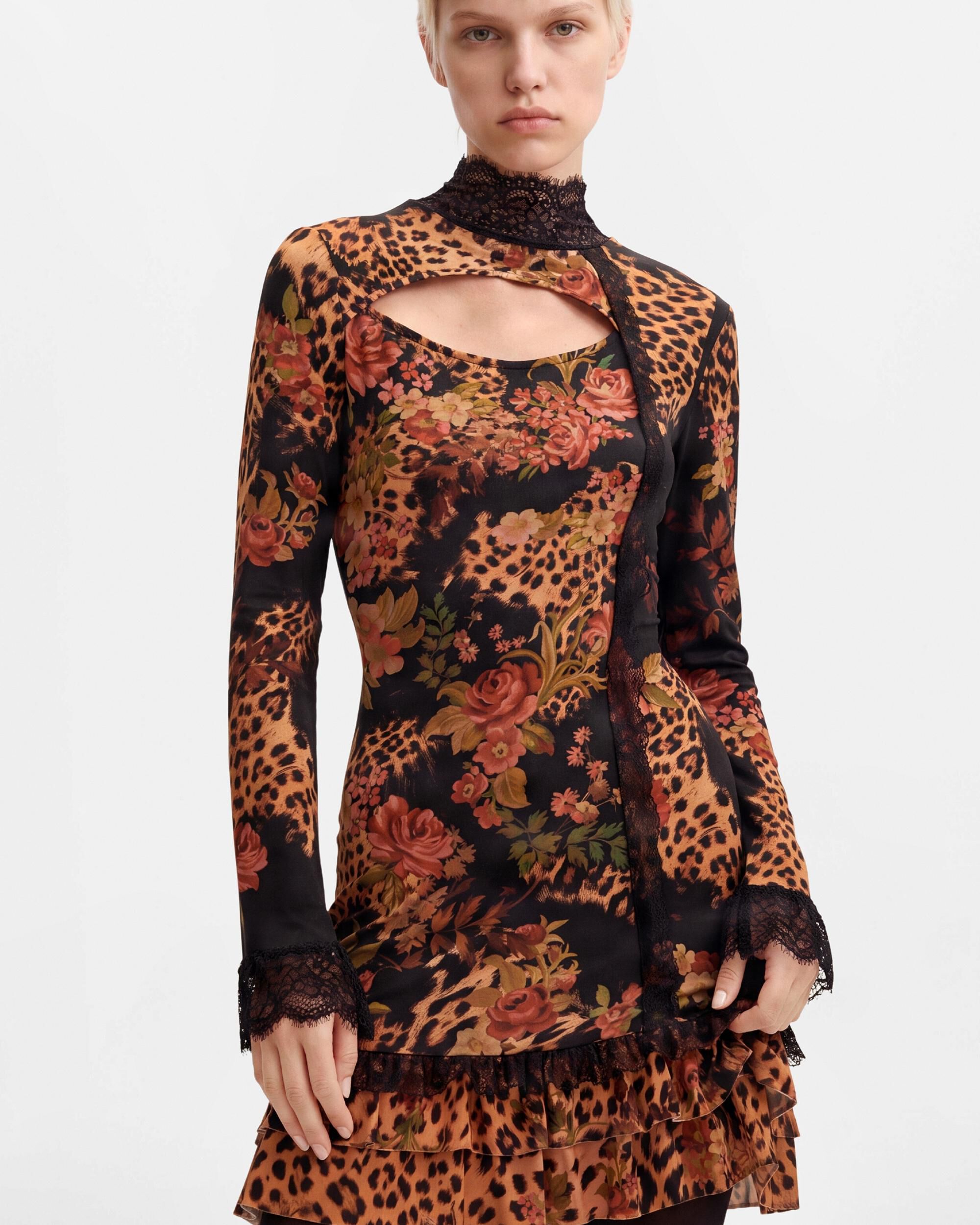 Vestido corto estampado - Desigual - Negro Negro-2