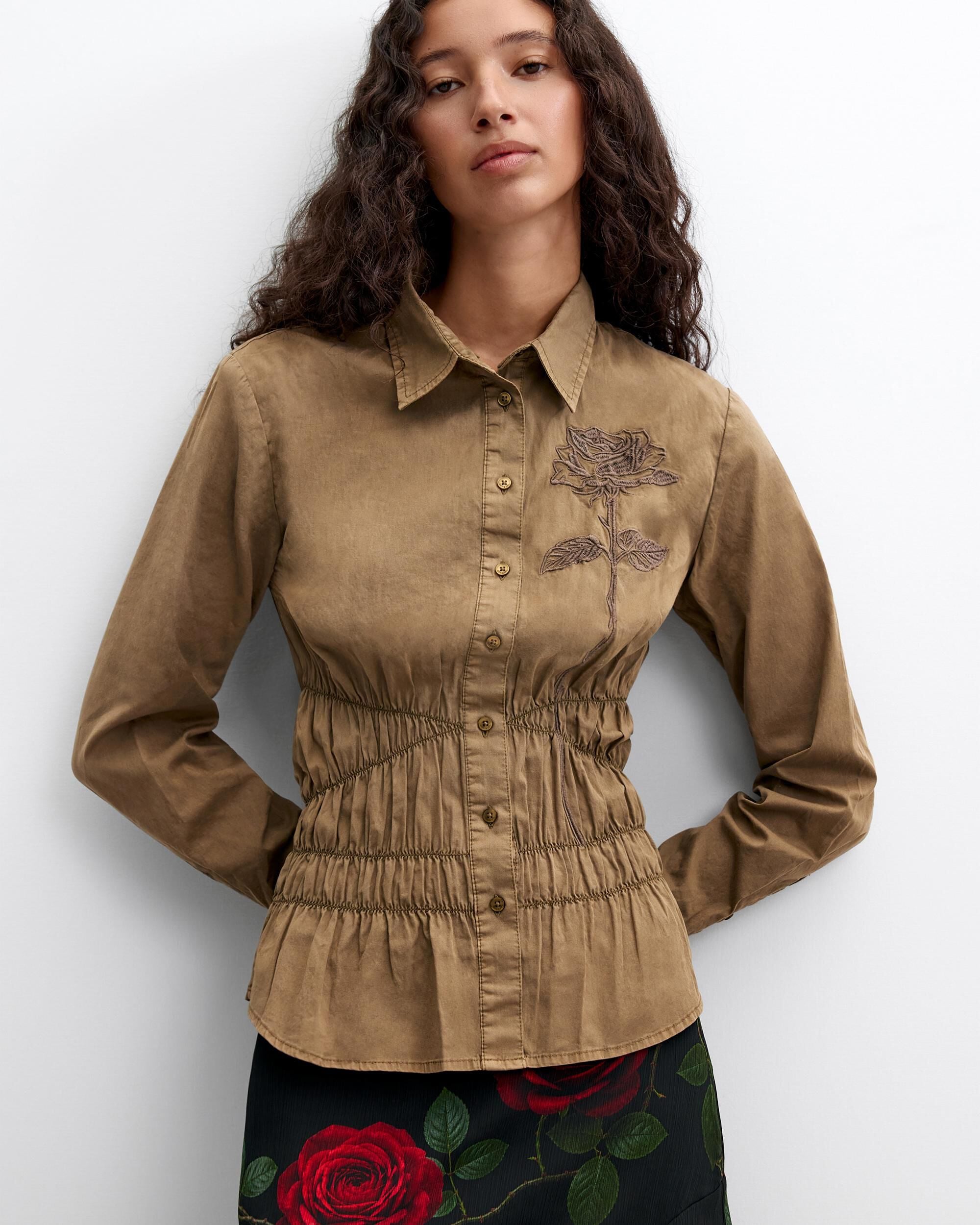Camisa de mujer manga larga algodón - Desigual - Verde Verde-1