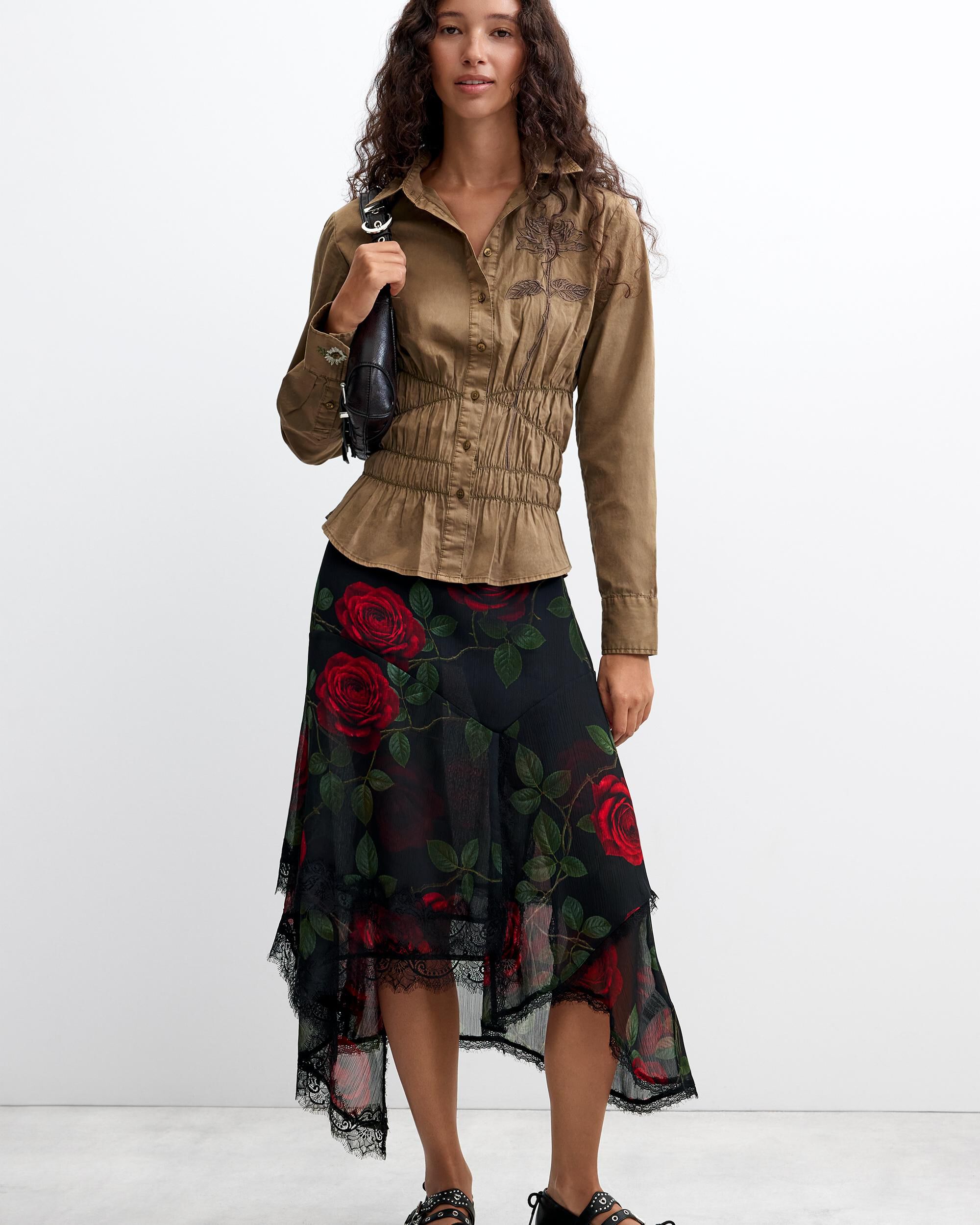 Camisa de mujer manga larga algodón - Desigual - Verde Verde-2