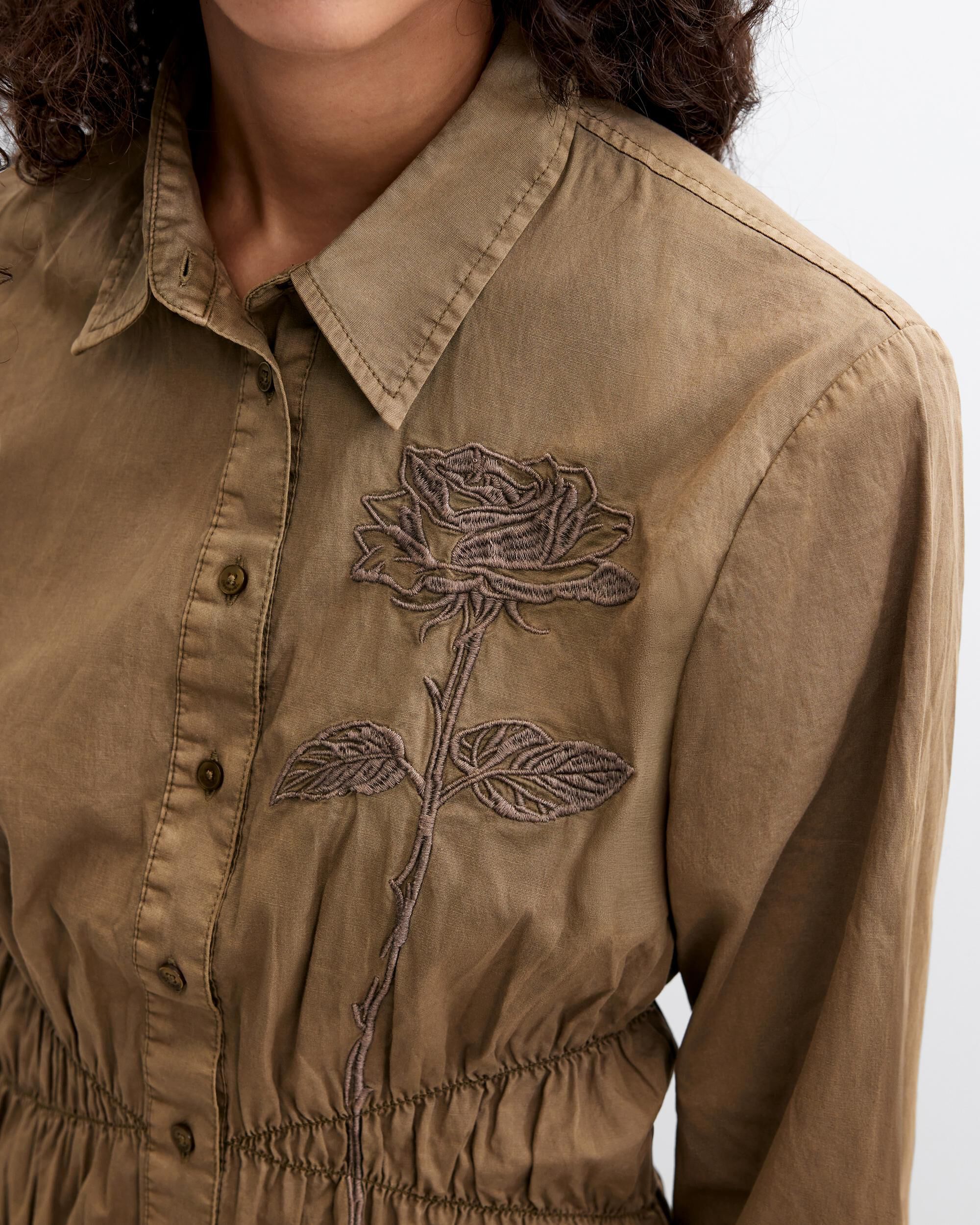 Camisa de mujer manga larga algodón - Desigual - Verde Verde-4