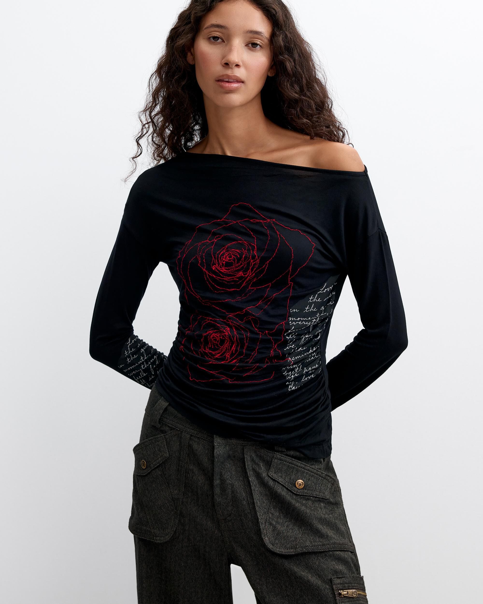 Camiseta de mujer manga larga abstracta - Desigual - Negro Negro-1