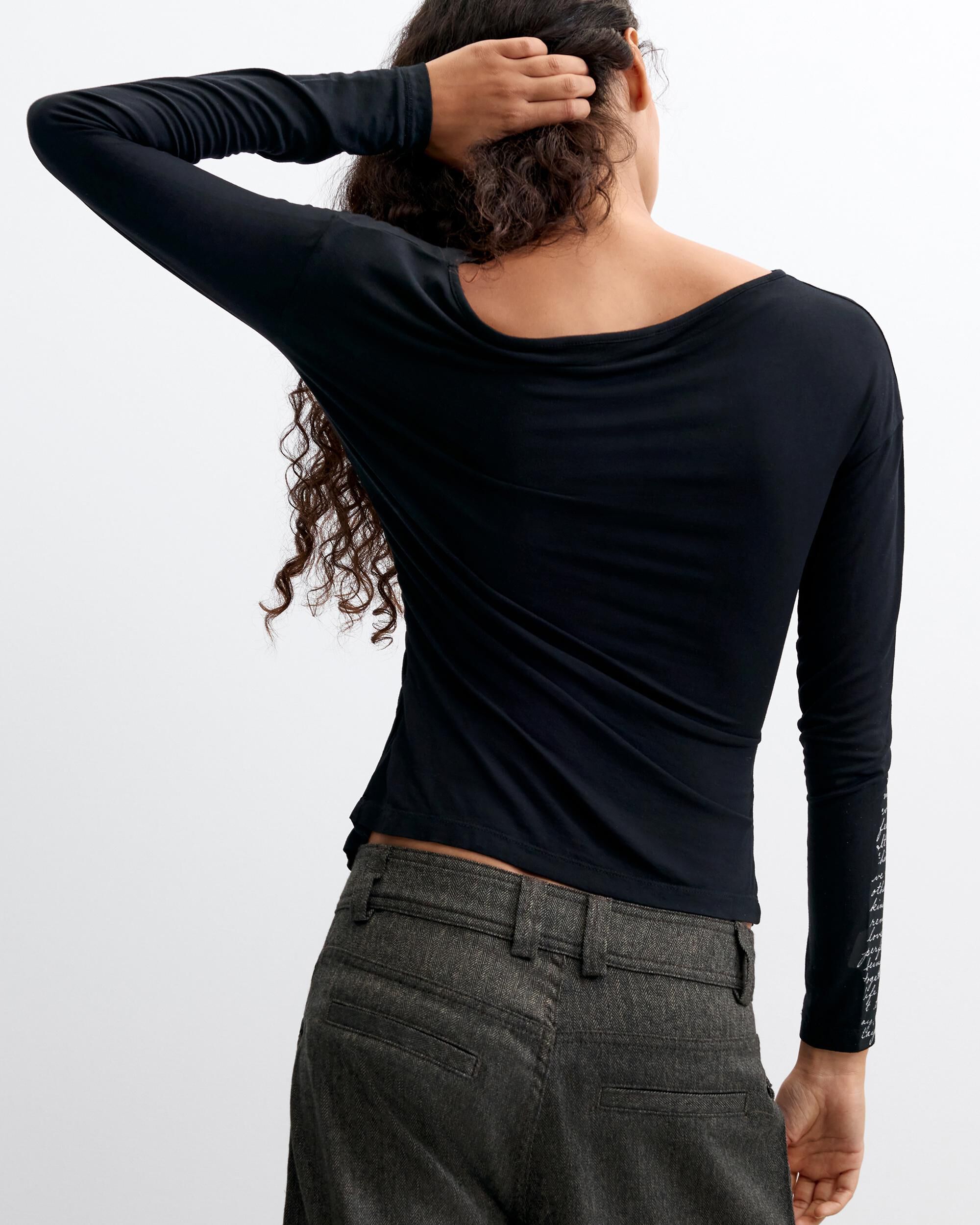 Camiseta de mujer manga larga abstracta - Desigual - Negro Negro-3