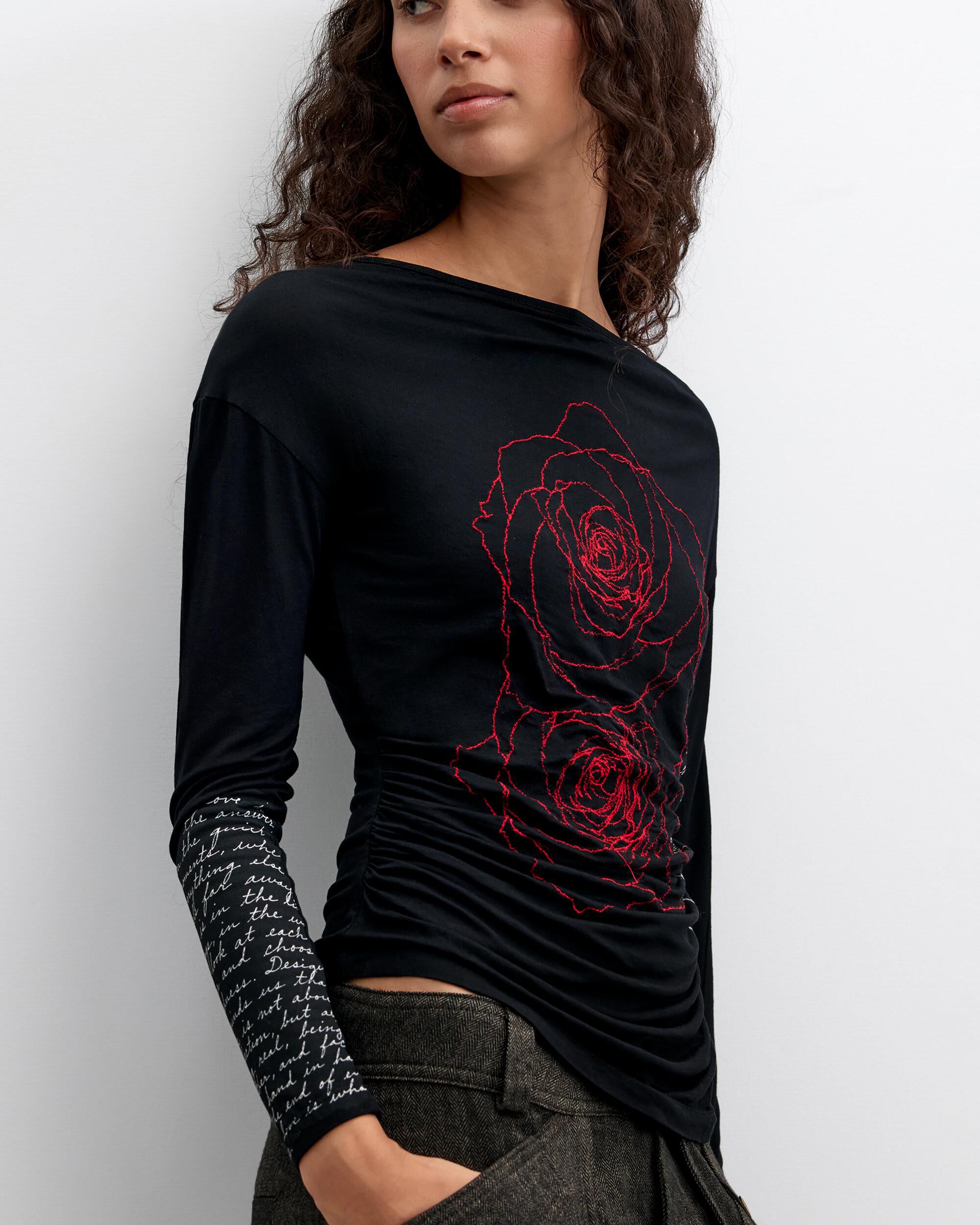 Camiseta de mujer manga larga abstracta - Desigual - Negro Negro-4