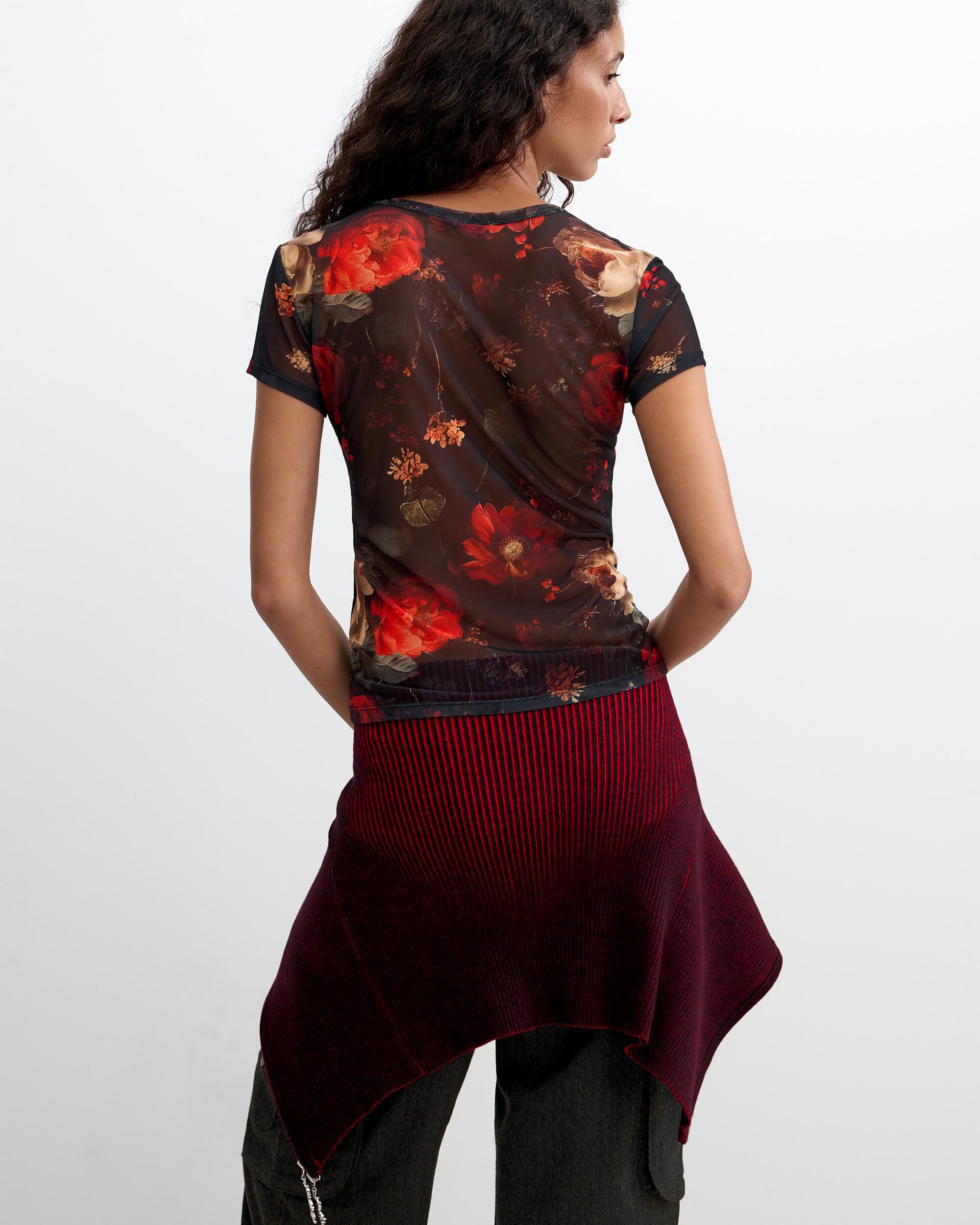 Camiseta de mujer manga corta flores - Desigual - Negro Negro-3