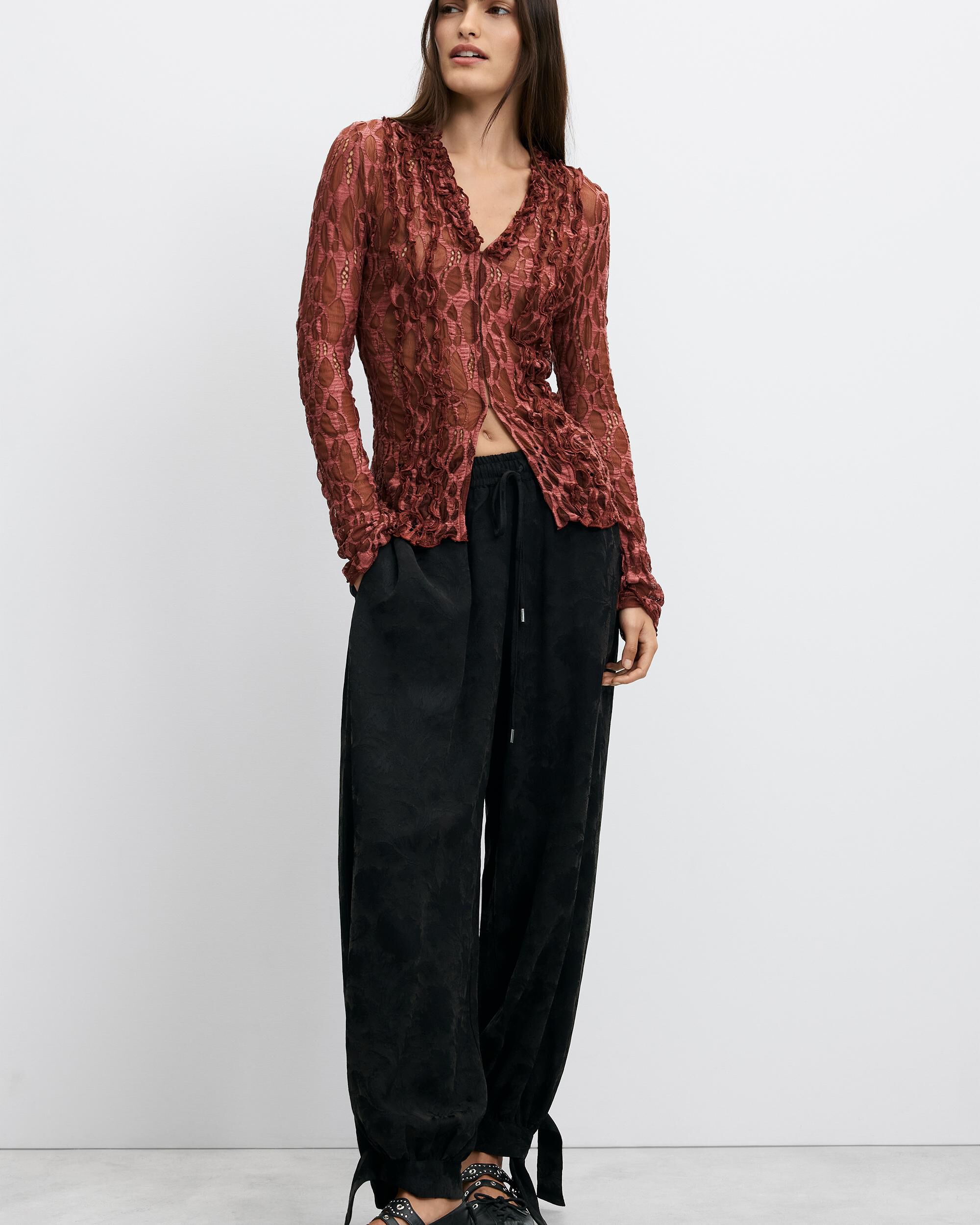 Imagen 2 de Camiseta de mujer manga larga tul - Desigual - Rojo Rojo