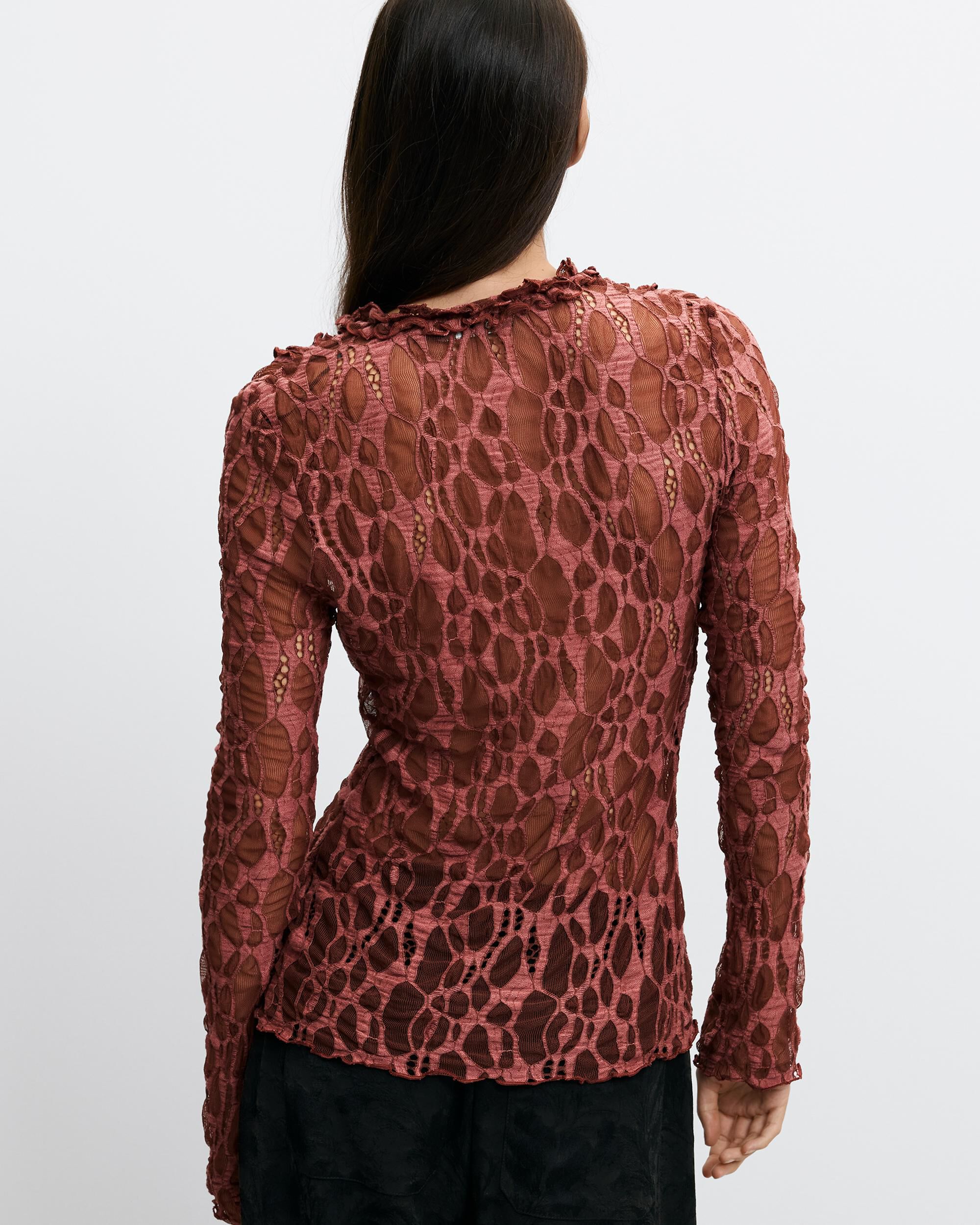 Imagen 3 de Camiseta de mujer manga larga tul - Desigual - Rojo Rojo