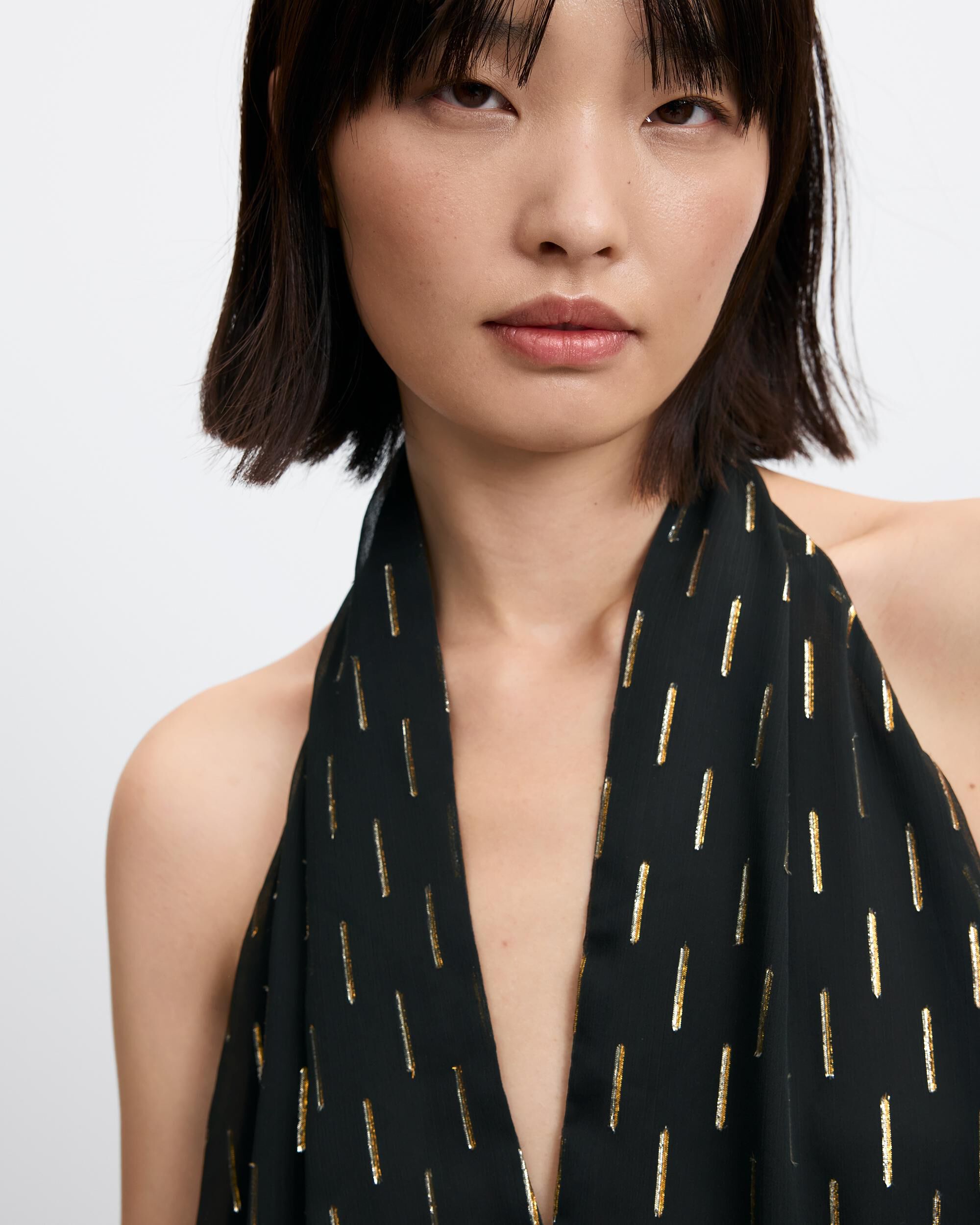 Imagen 4 de Blusa de mujer halter brillo - Desigual - Negro Negro