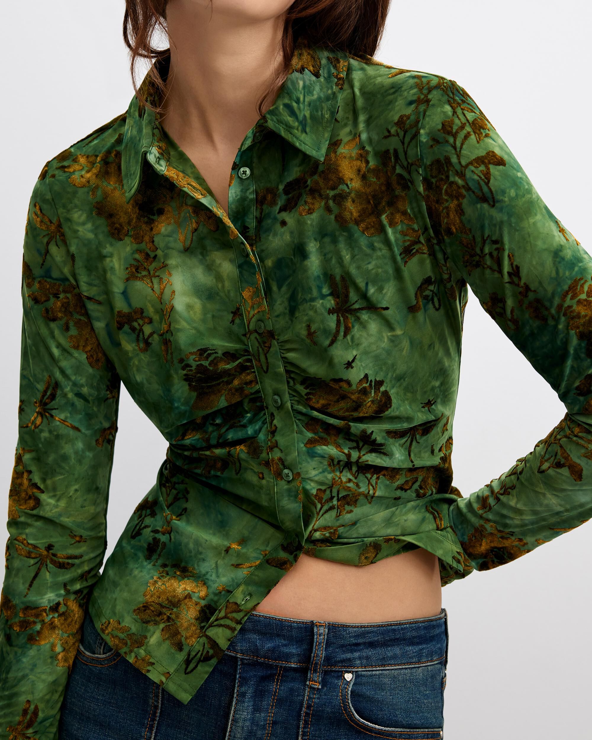Camisa flocada - Desigual - Verde Verde-4