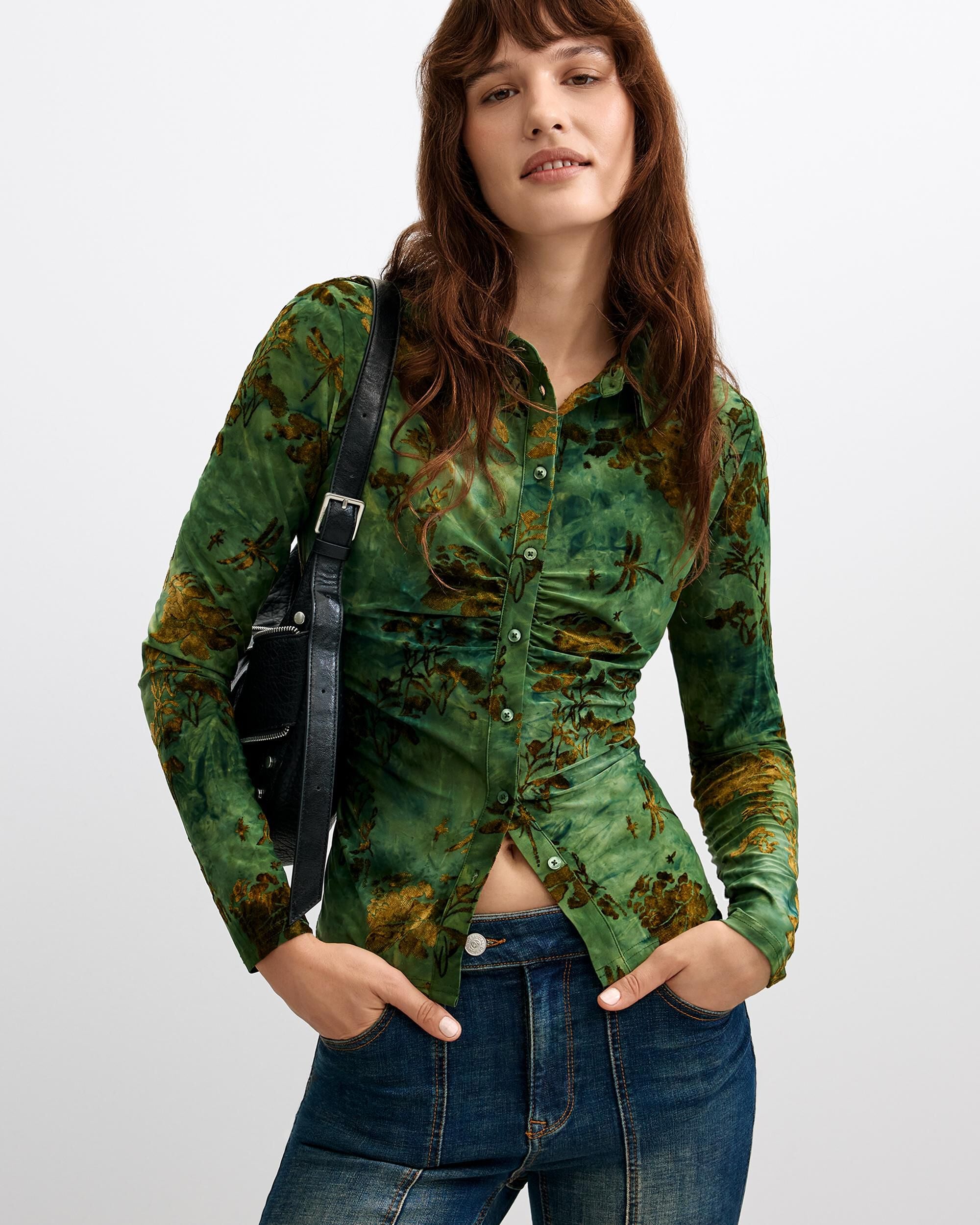 Imagen 0 de Camisa flocada Verde